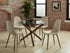 ROCCA, DINING TABLE, WALNUT BASE, 40" DIAMETER, CLEAR GLASS TOP