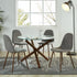 ROCCA, DINING TABLE, WALNUT BASE, 40" DIAMETER, CLEAR GLASS TOP