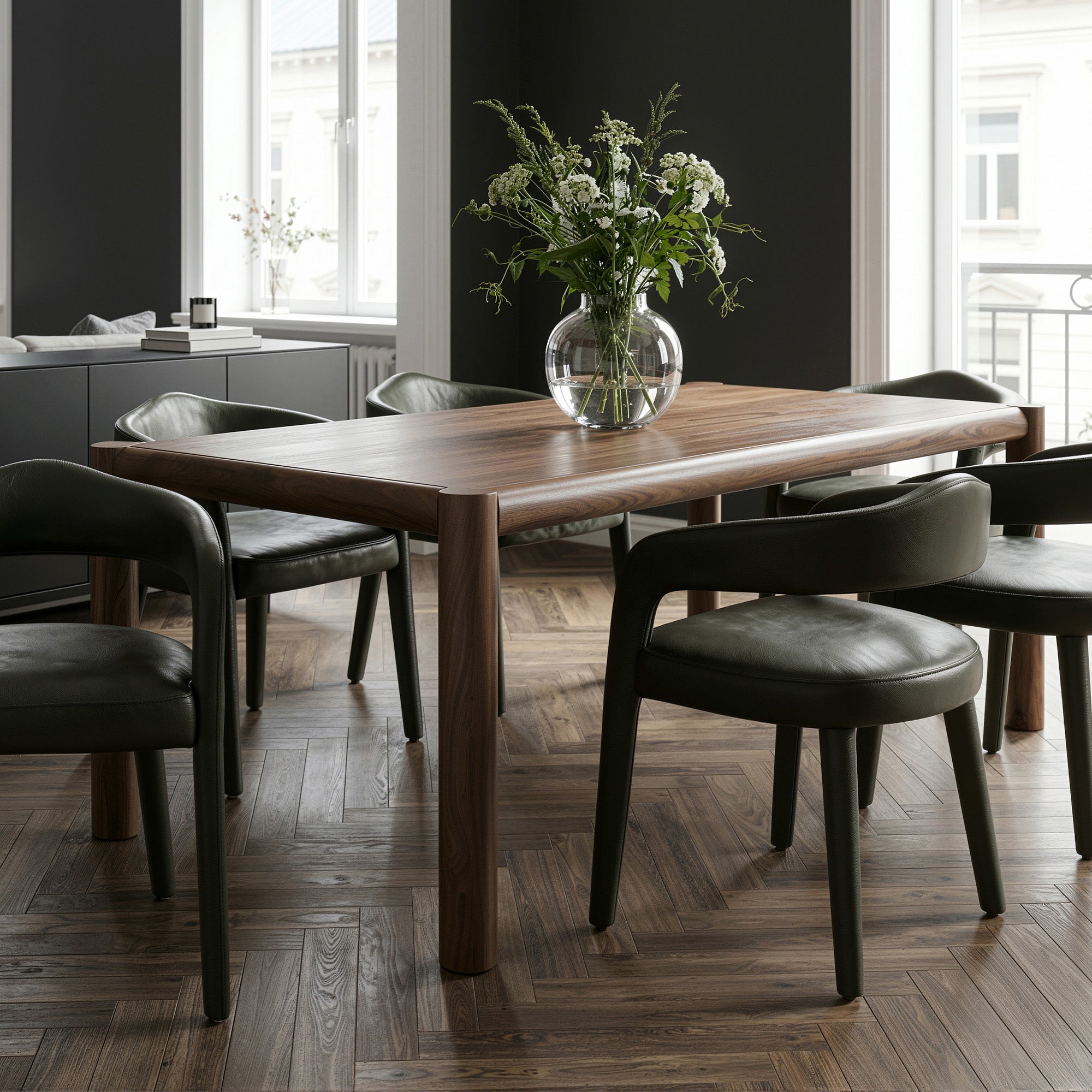 ADVIK-79" DINING TABLE-WALNUT