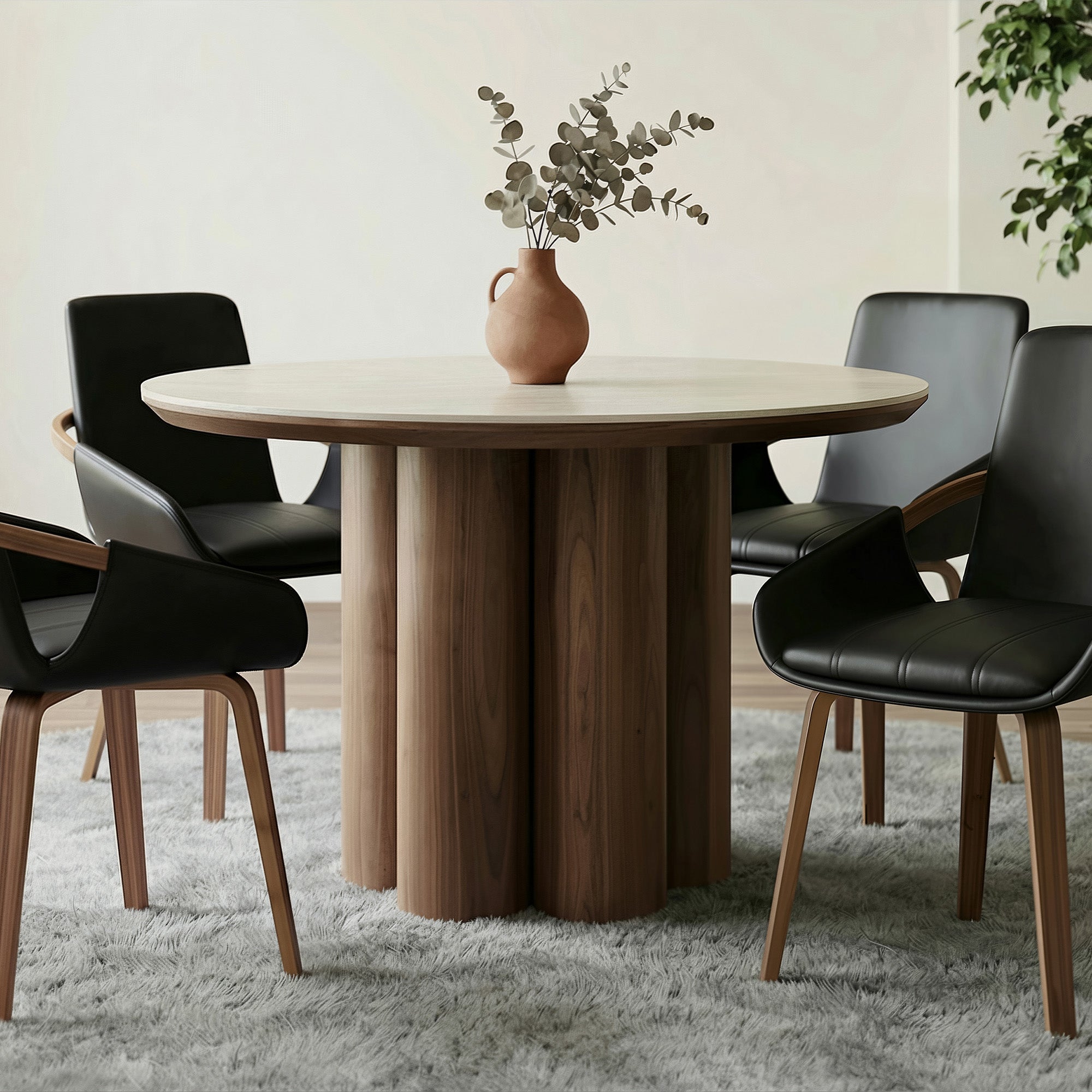 SEATON-47" ROUND DINING TABLE-WALNUT