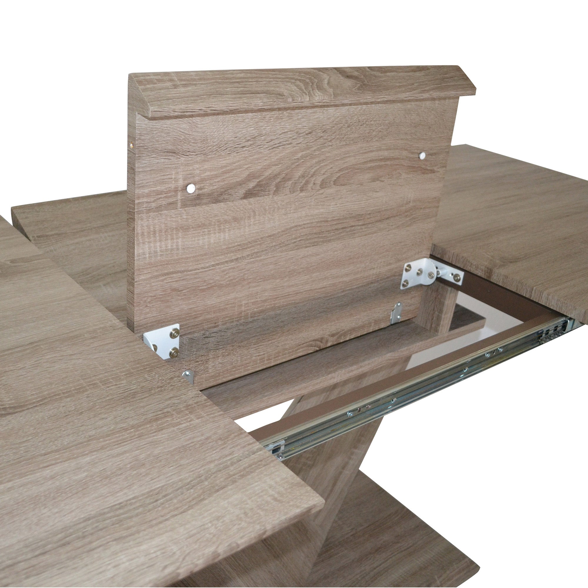 Eclipse Dining Table with Extension, 63"-87" in Washed Oak