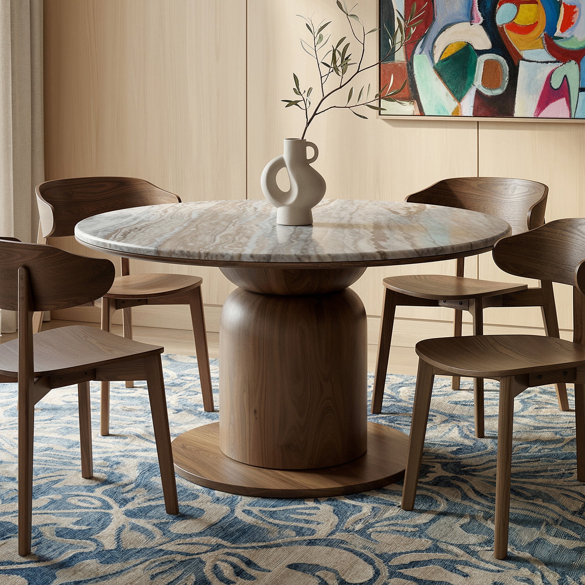 MARTINA-50" ROUND DINING TABLE-WALNUT