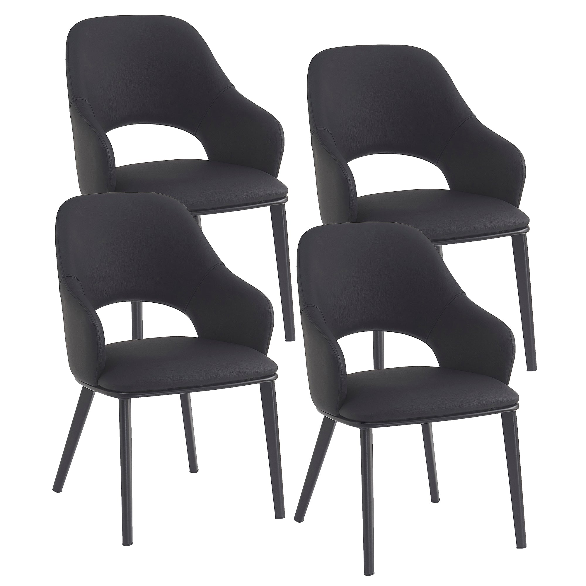 DENZEL-DINING CHAIR-BLACK 4 Pcs