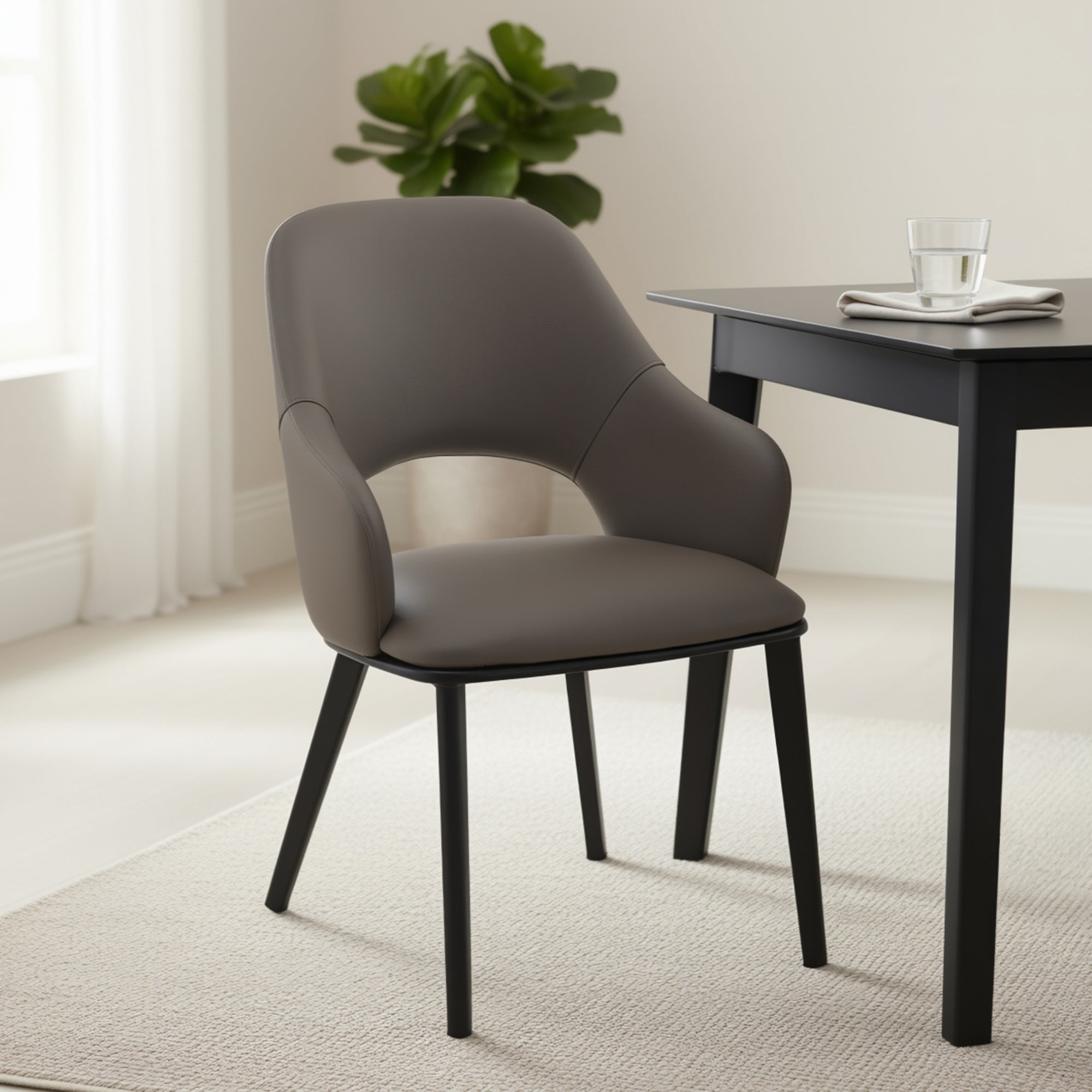 DENZEL-DINING CHAIR-STONE 4 Pcs