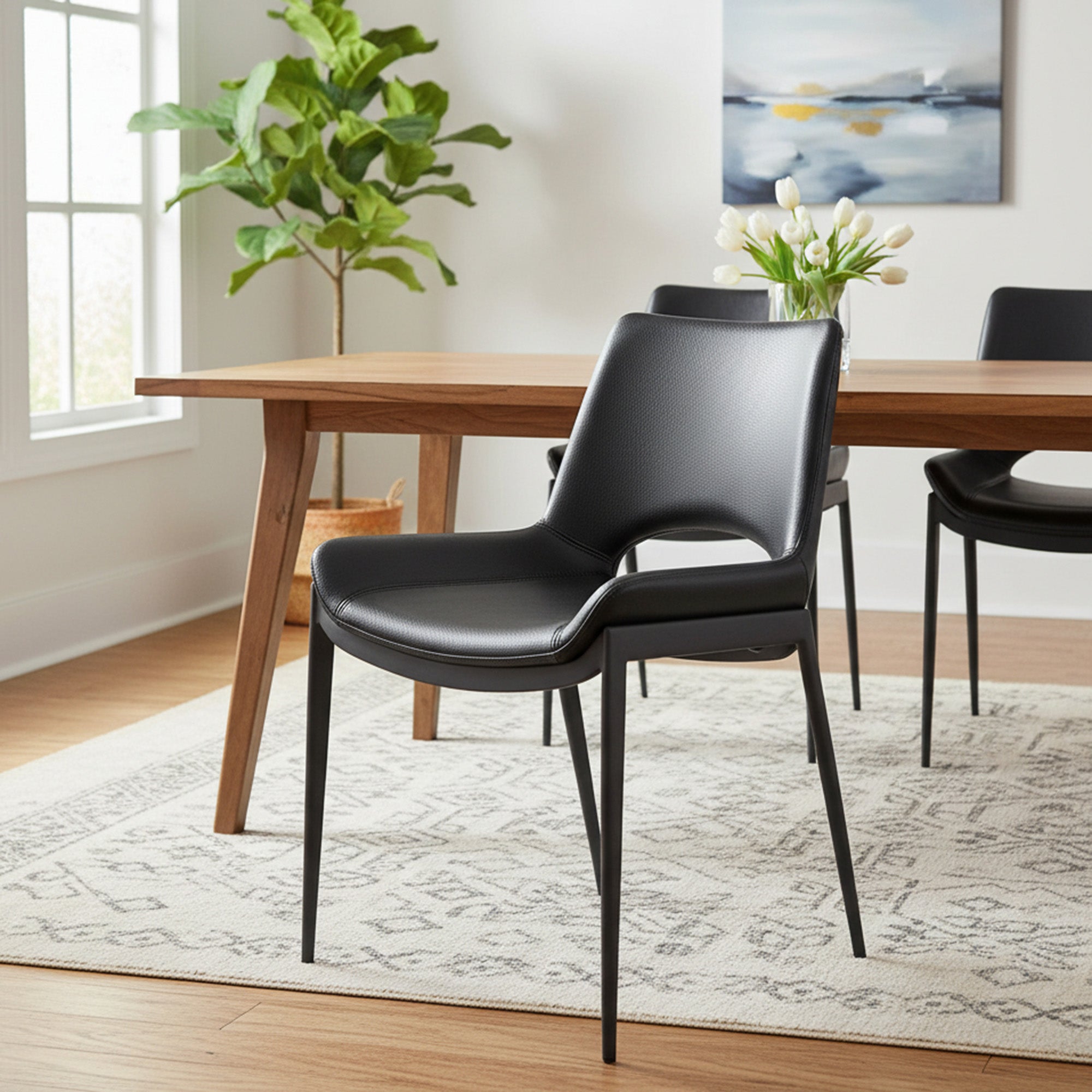 ICONA-DINING CHAIR-BLACK - BLACK 6 Pcs