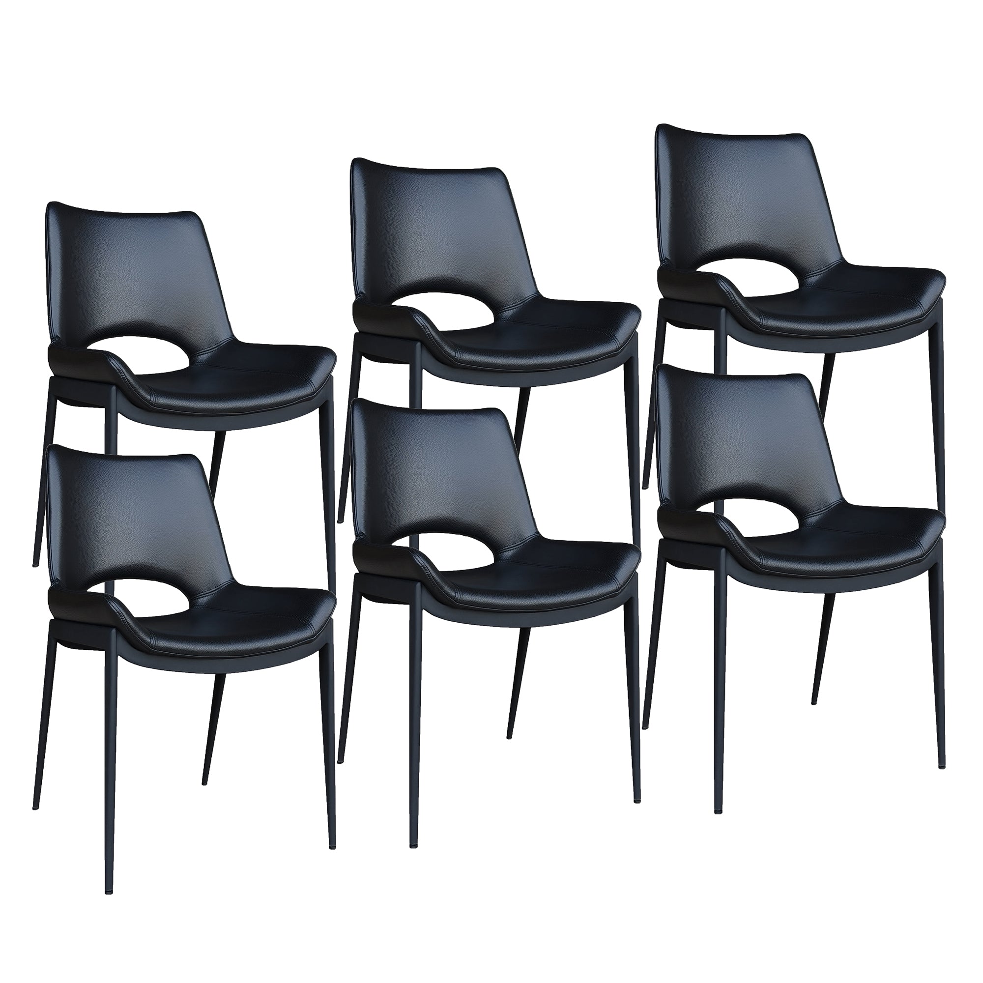 ICONA-DINING CHAIR-BLACK - BLACK 6 Pcs