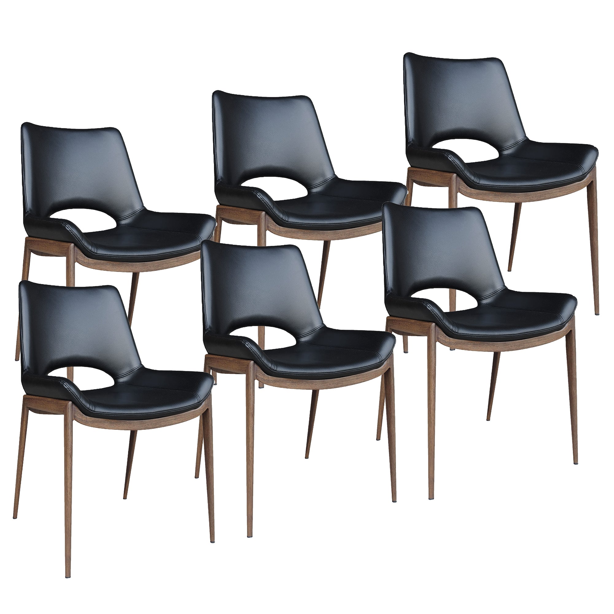 ICONA-DINING CHAIR-BLACK - WALNUT 6 Pcs