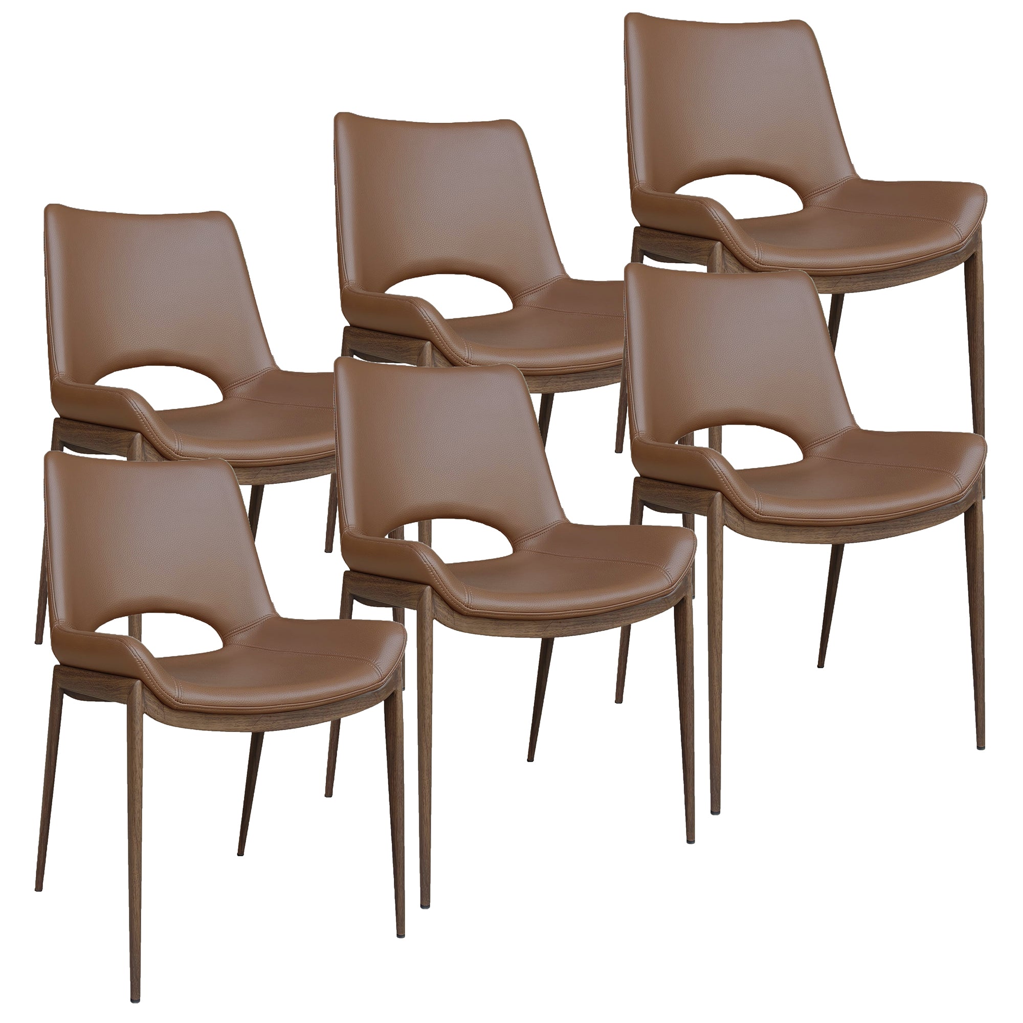 ICONA-DINING CHAIR-SADDLE - WALNUT 6 Pcs