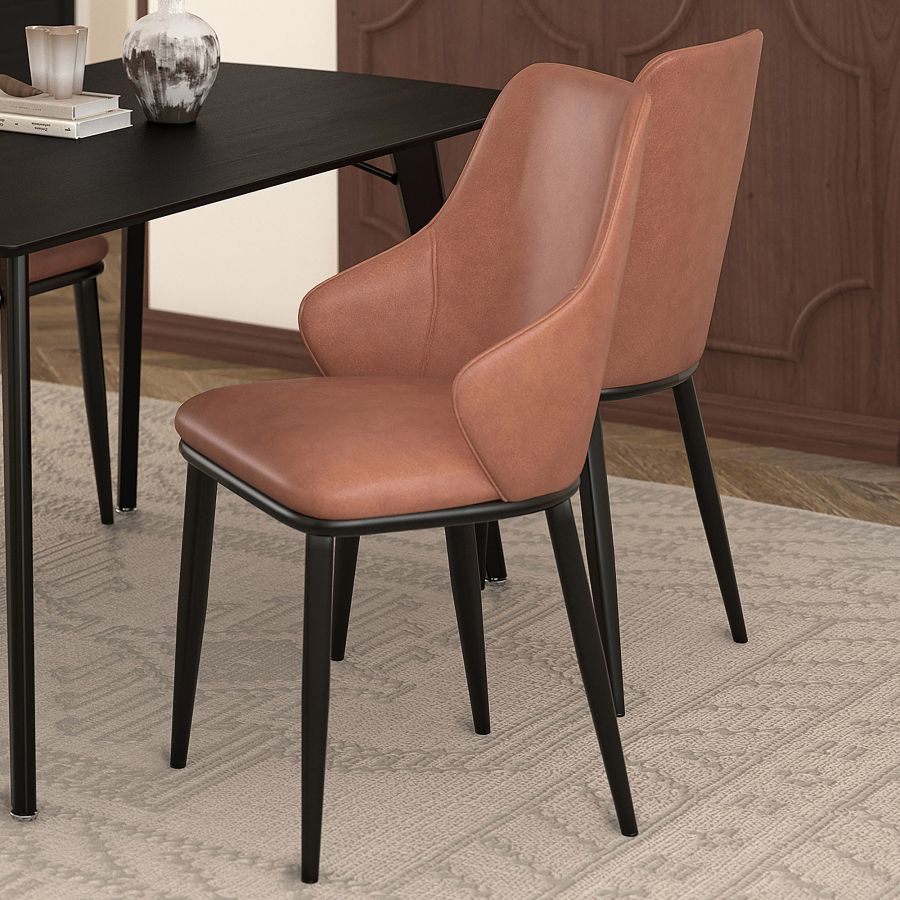 KASH-SIDE CHAIR-SADDLE PU  2 Pcs