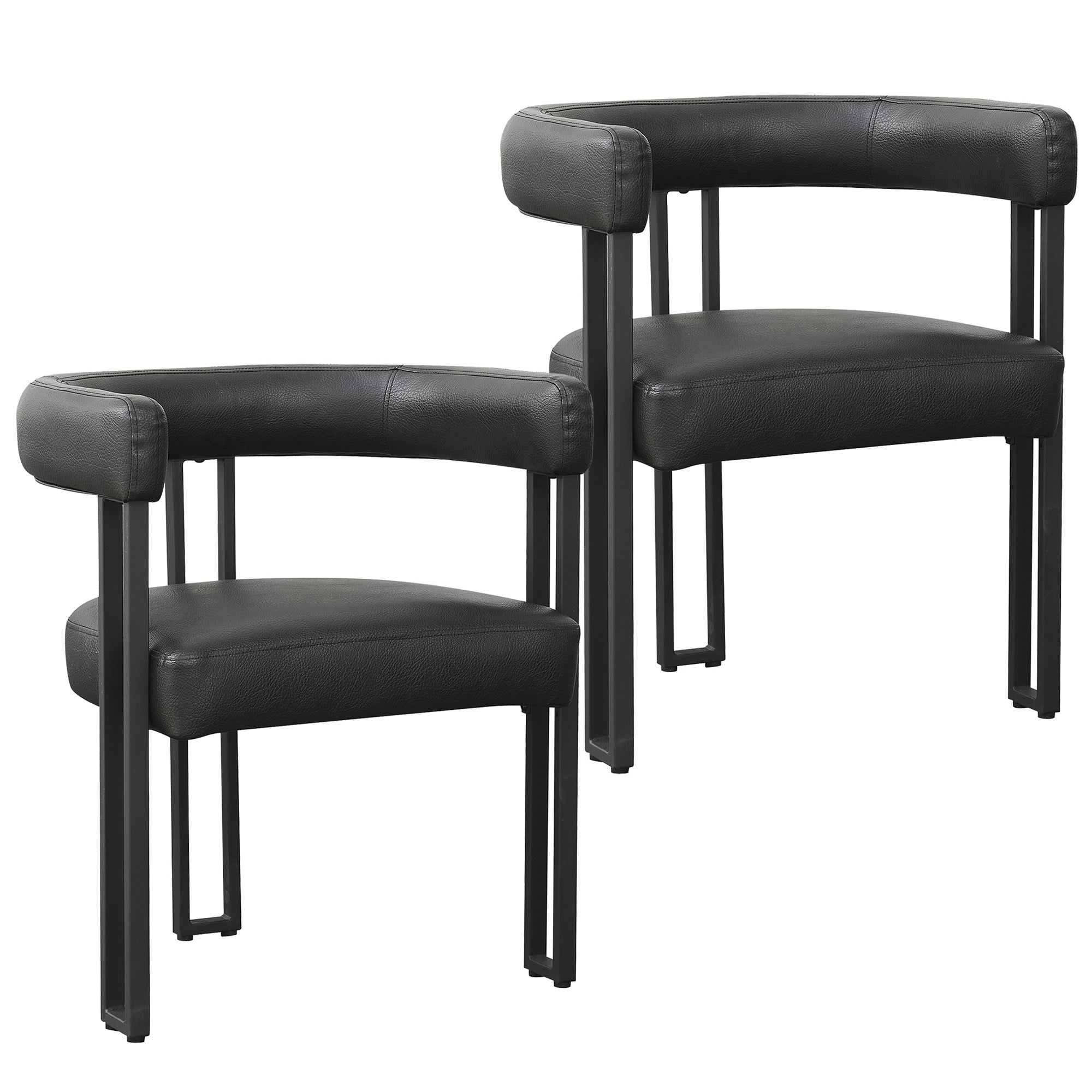 SCARLET-DINING CHAIR-PU BLACK 2 Pcs