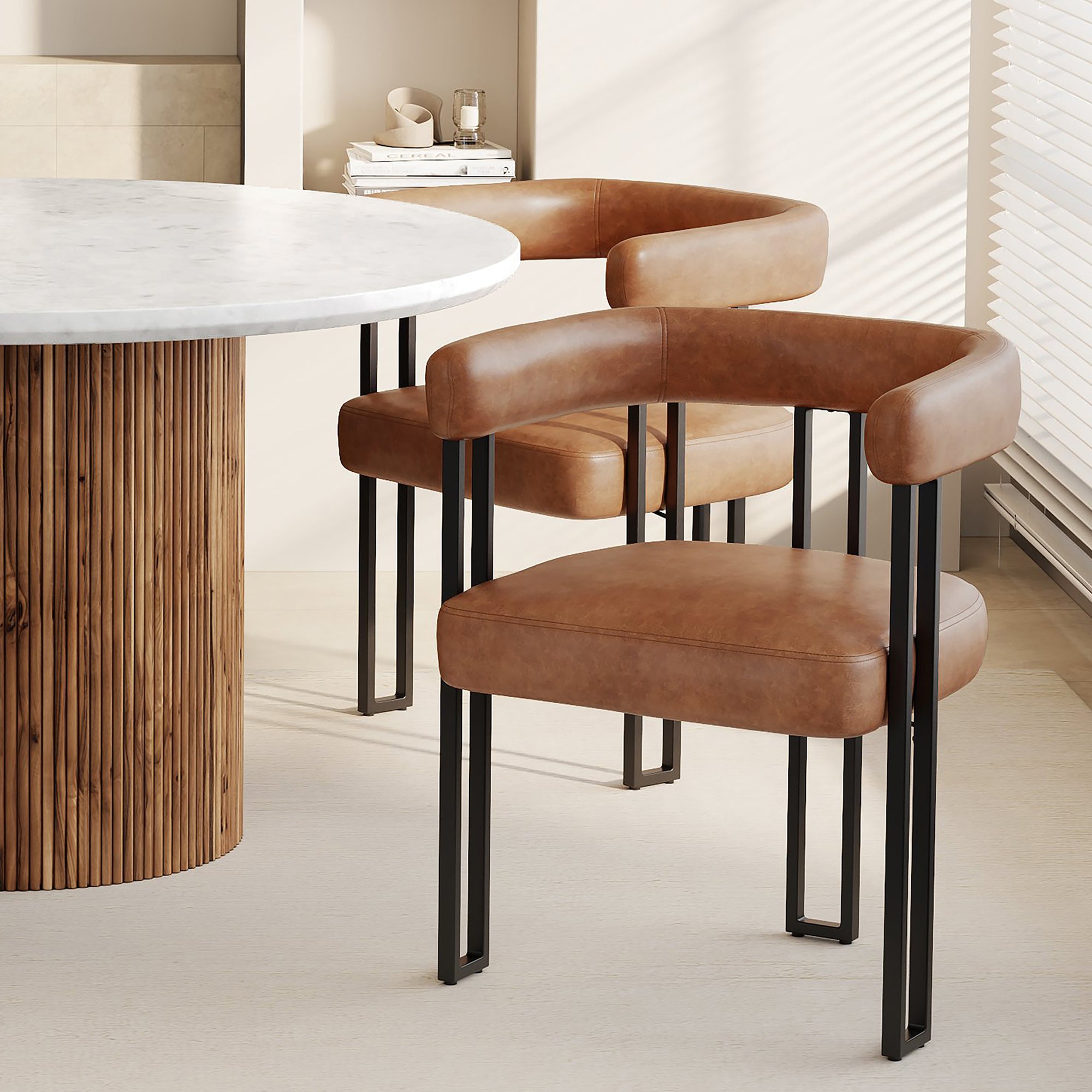 SCARLET-DINING CHAIR-PU SADDLE 2 Pcs