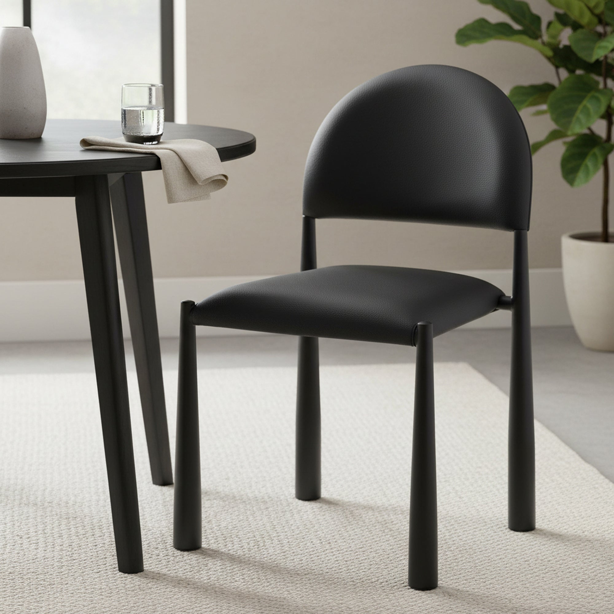 AUGGIE-DINING CHAIR-BLACK - BLACK 4 Pcs