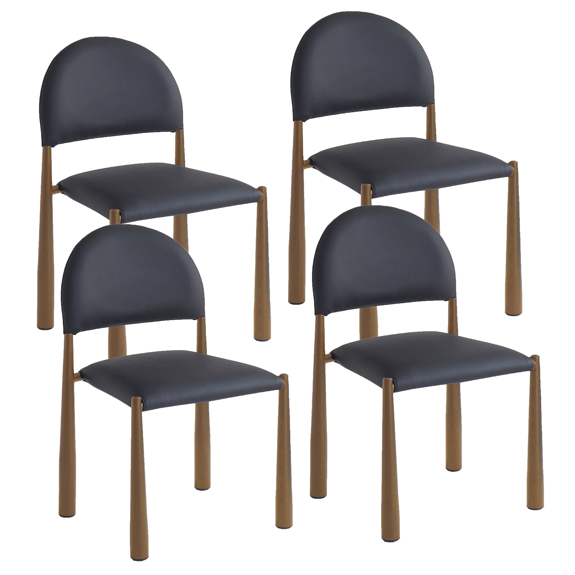 AUGGIE-DINING CHAIR-BLACK - AGED GOLD 4 Pcs
