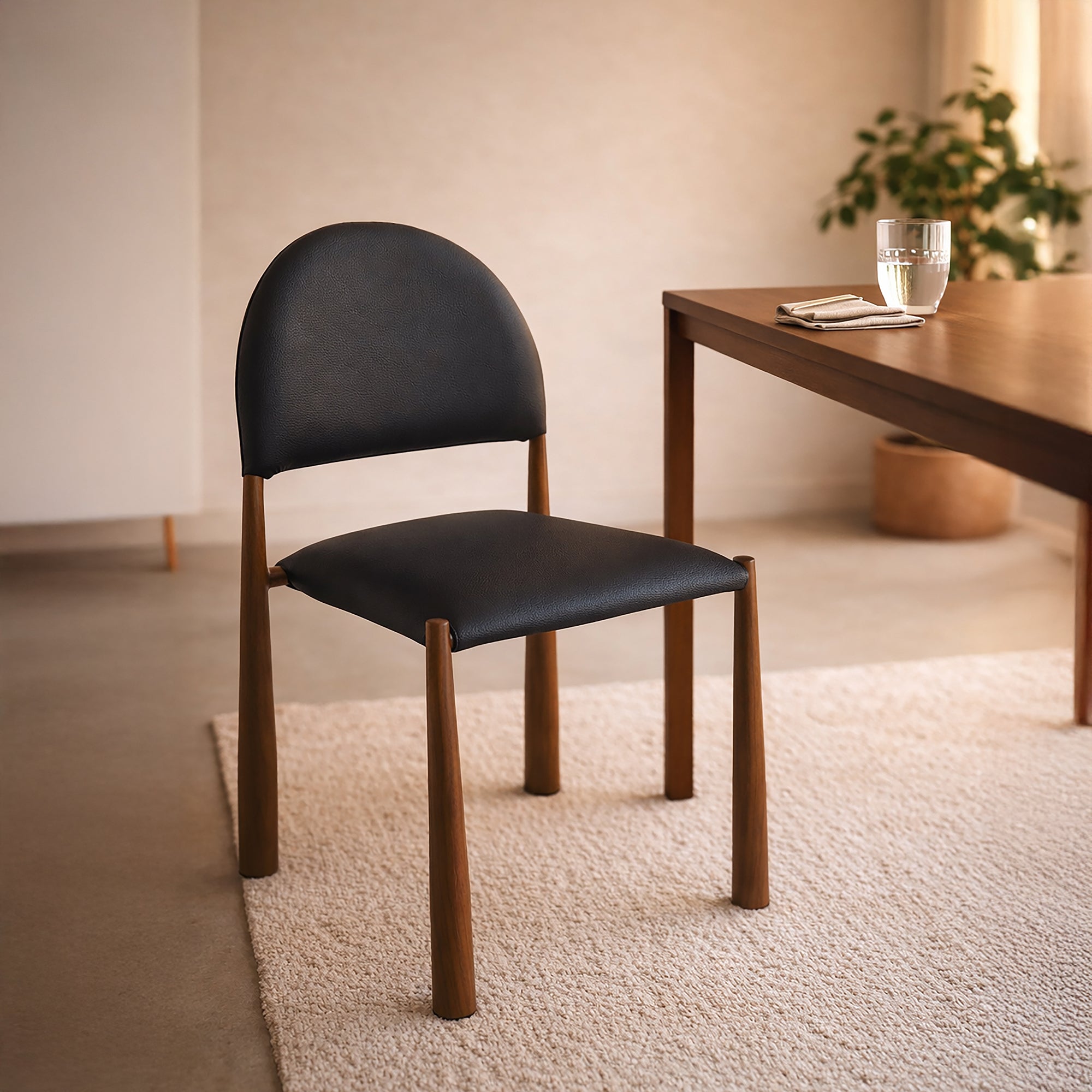AUGGIE-DINING CHAIR-BLACK - WALNUT 4 Pcs