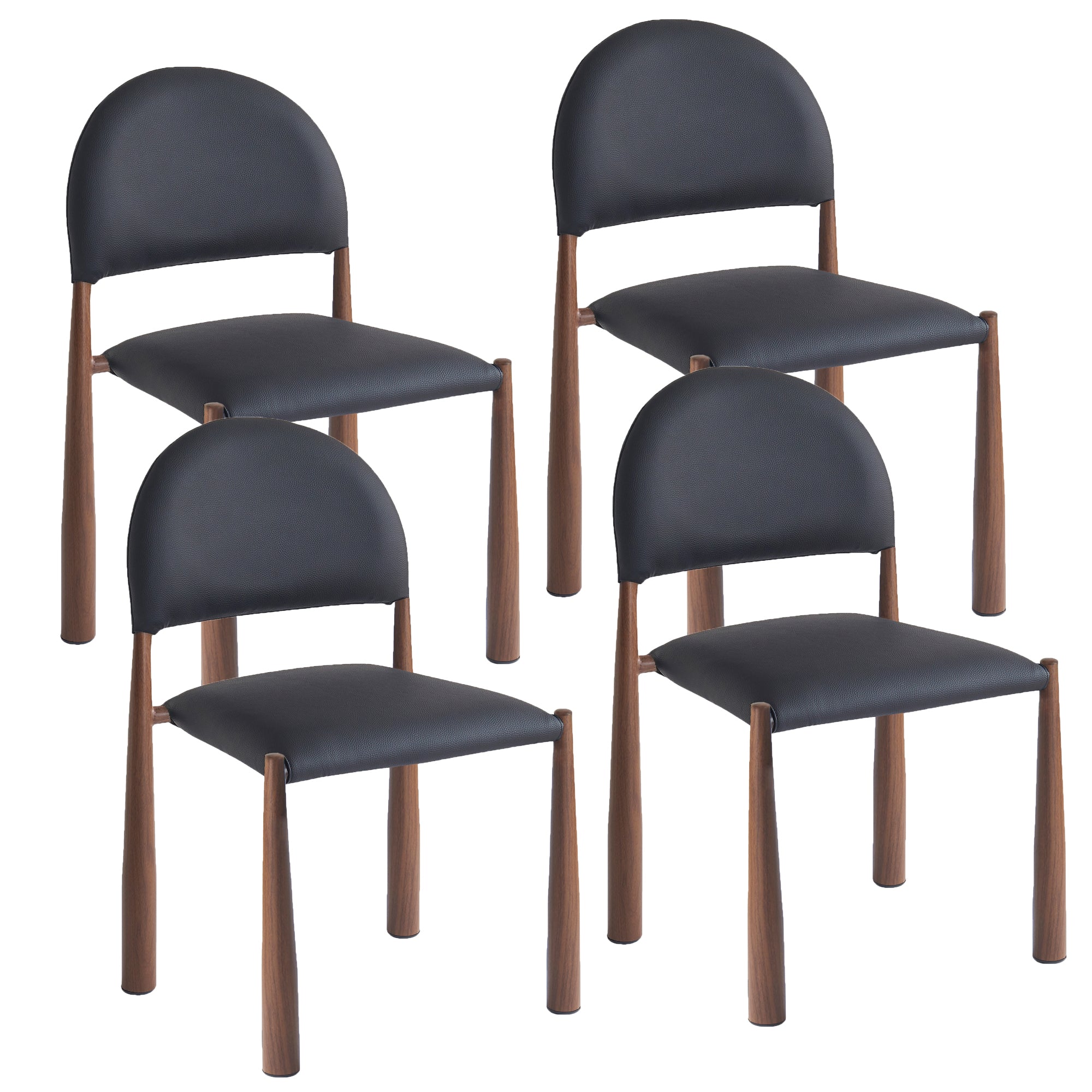 AUGGIE-DINING CHAIR-BLACK - WALNUT 4 Pcs