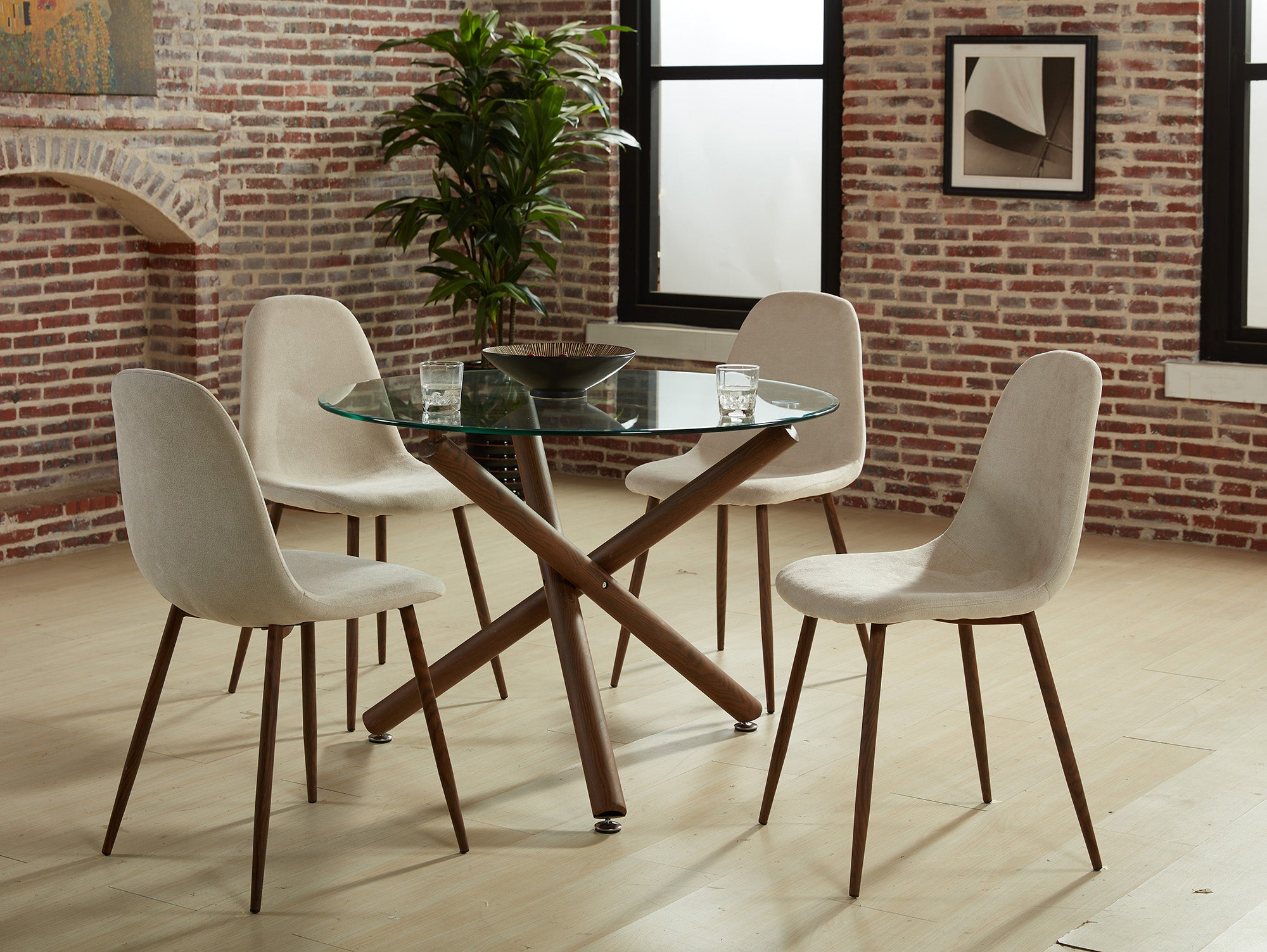 LYNA-SIDE CHAIR FABRIC-BEIGE 4 Pcs