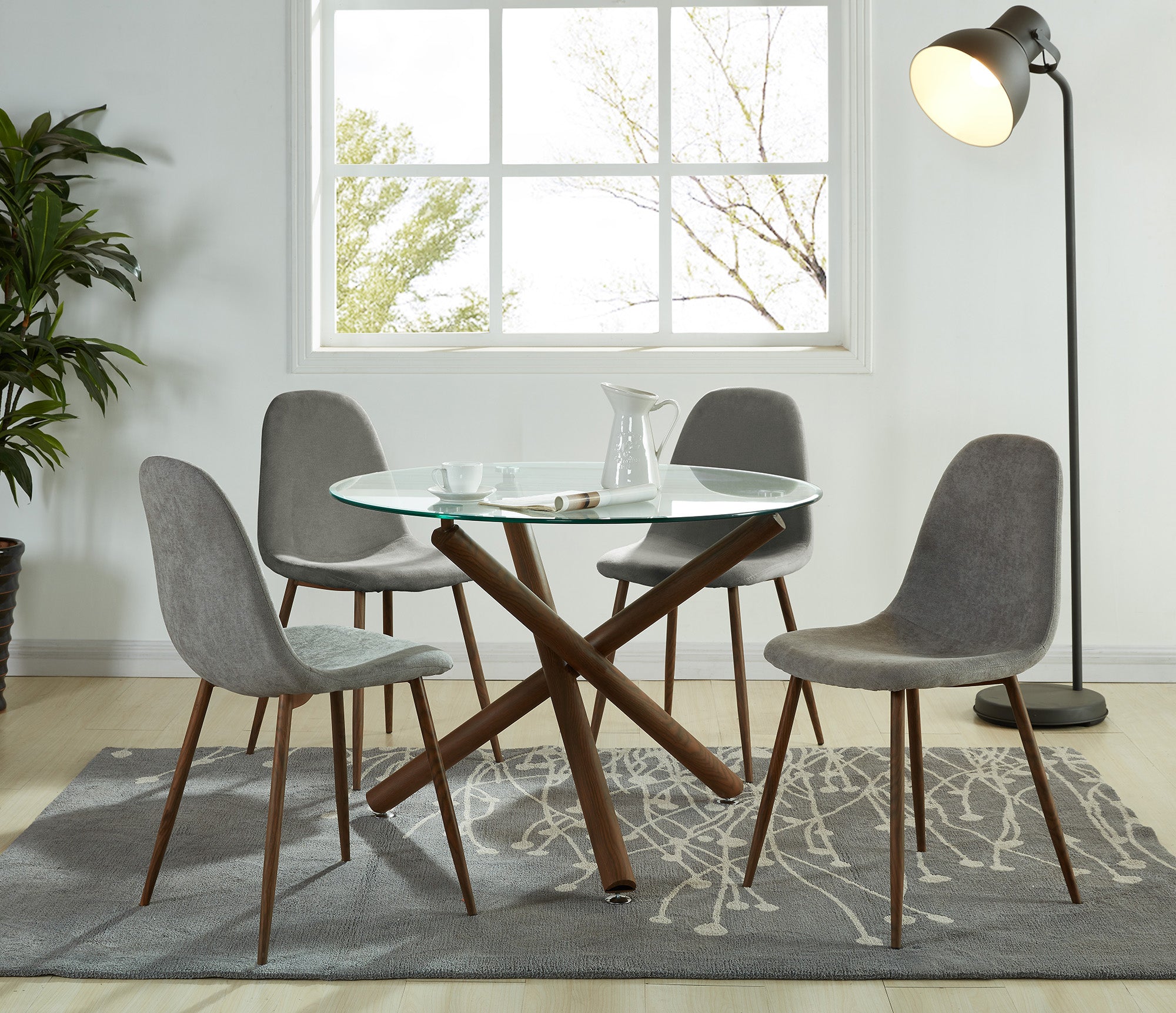 LYNA-SIDE CHAIR FABRIC-GREY 4 Pcs