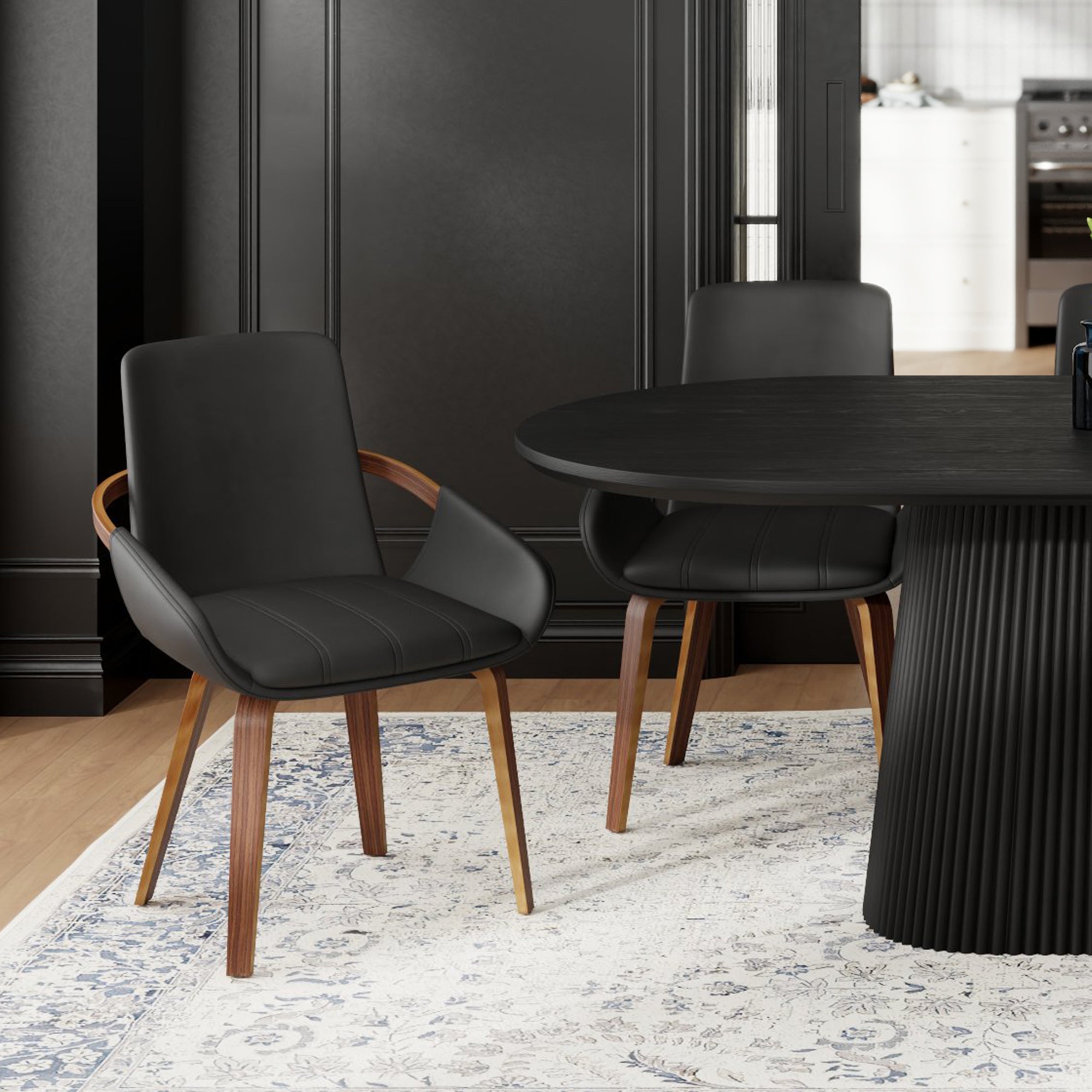 CASPIAN-DINING CHAIR-BLACK 2 Pcs