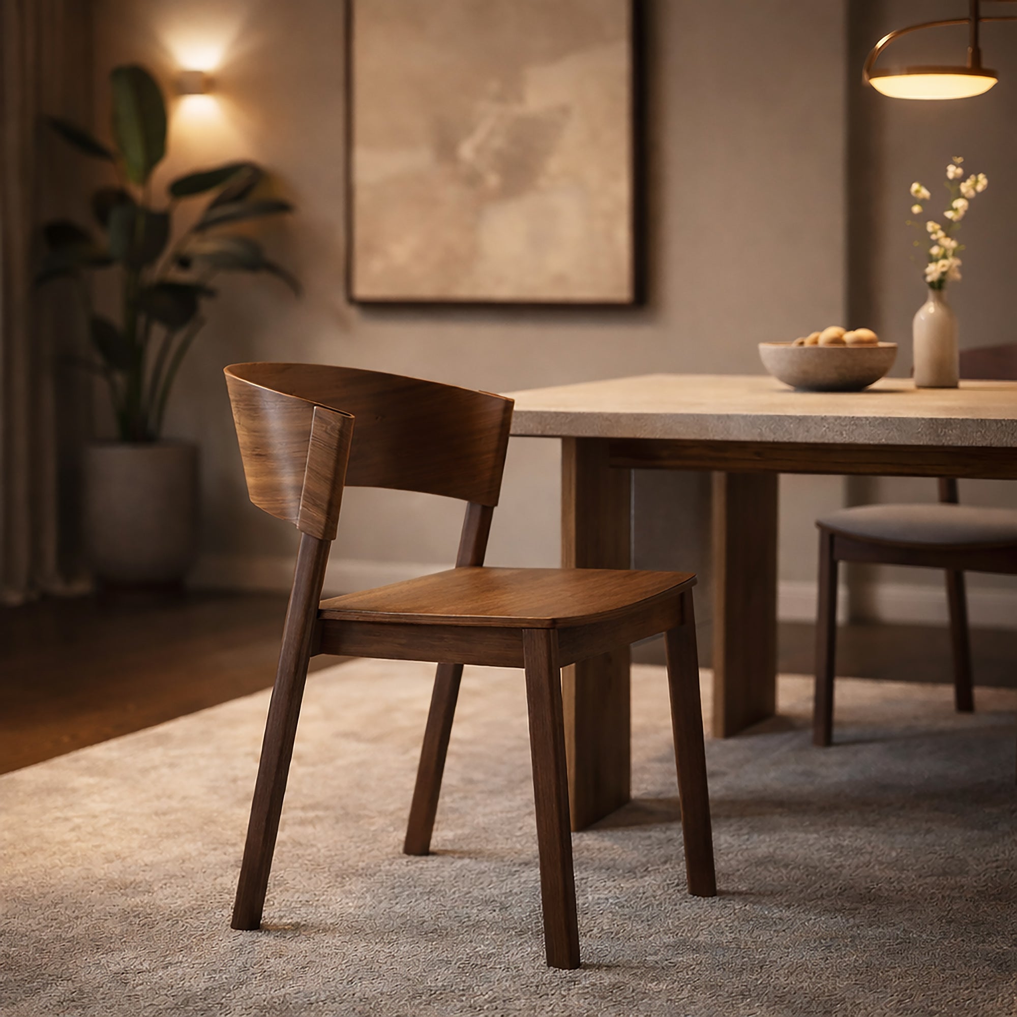 ELIAS-DINING CHAIR-WALNUT 2 Pcs