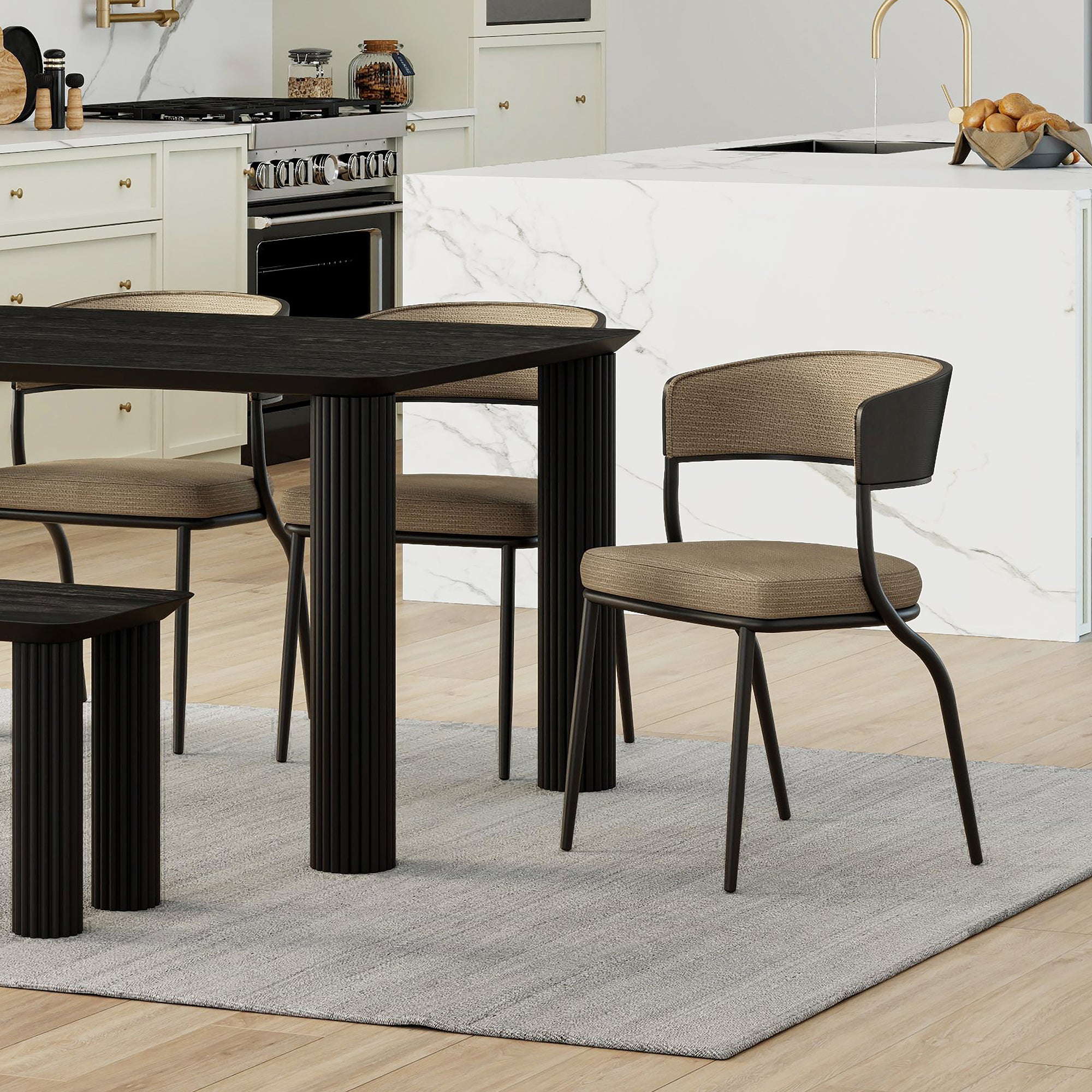 KAZAN-DINING CHAIR-DARK BEIGE 2 Pcs