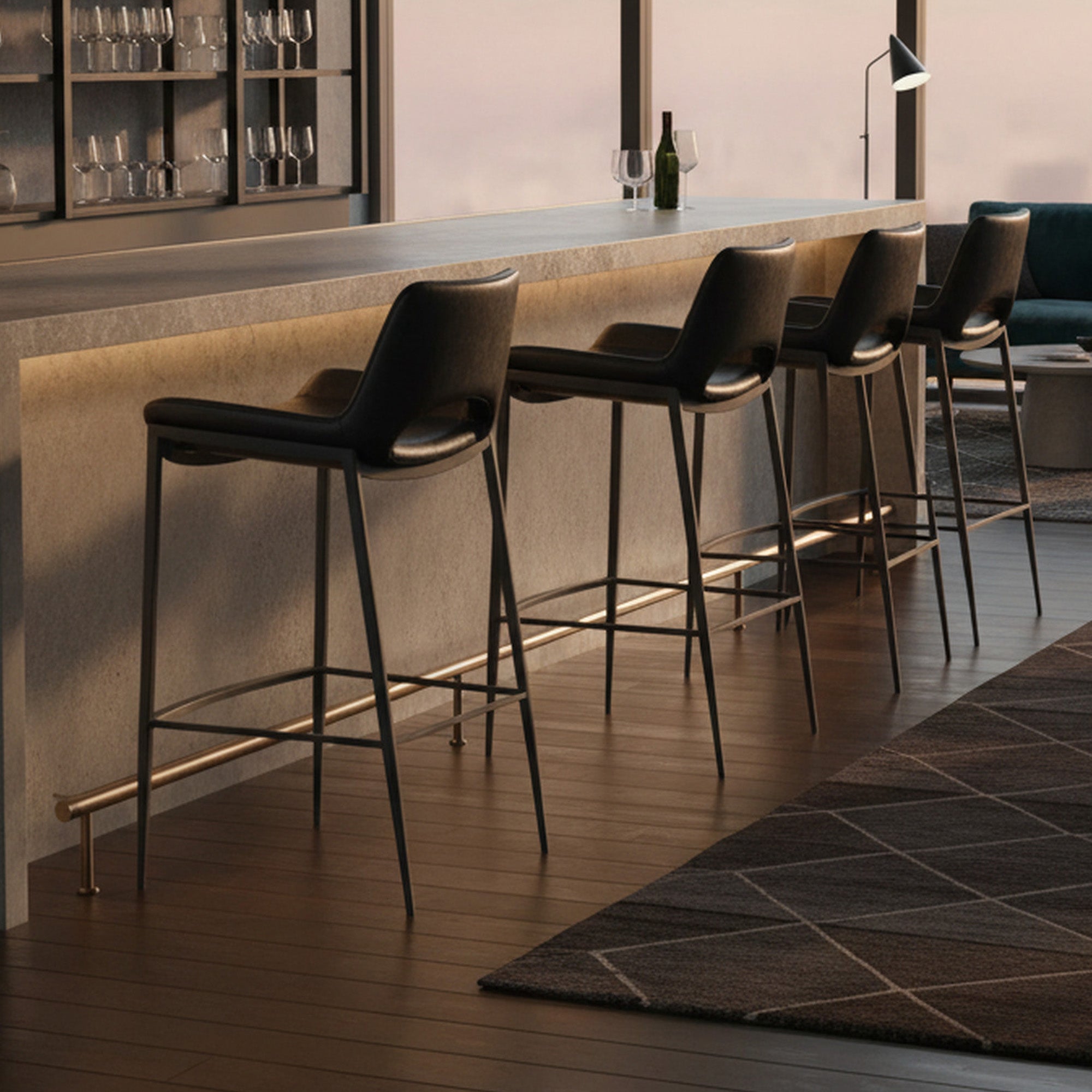 ICONA-30" BAR STOOL-BLACK - BLACK