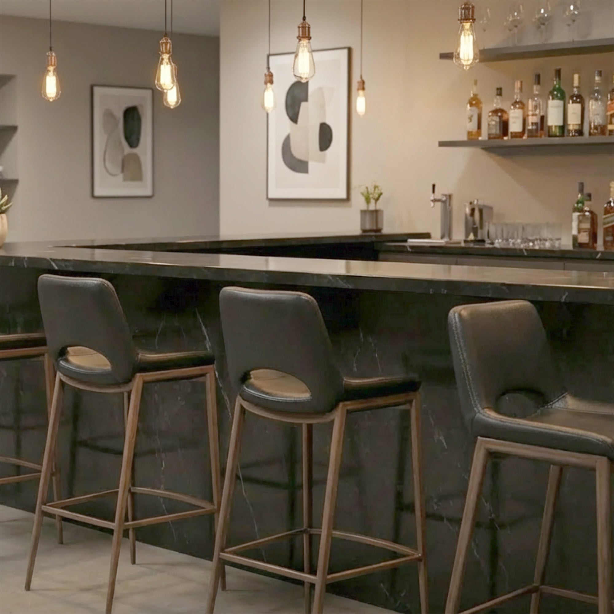 ICONA-30" BAR STOOL-BLACK - WALNUT