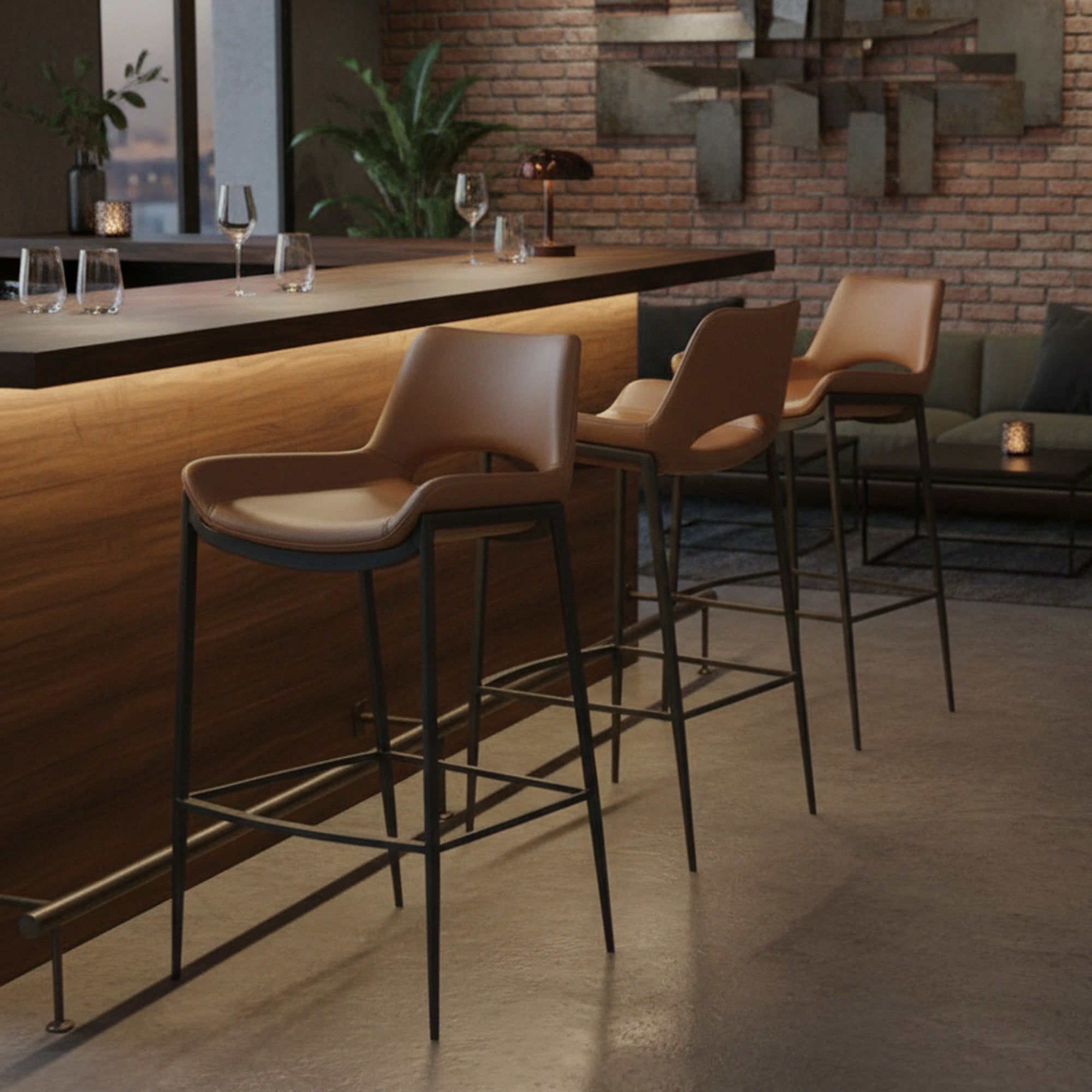 ICONA-30" BAR STOOL-SADDLE - BLACK
