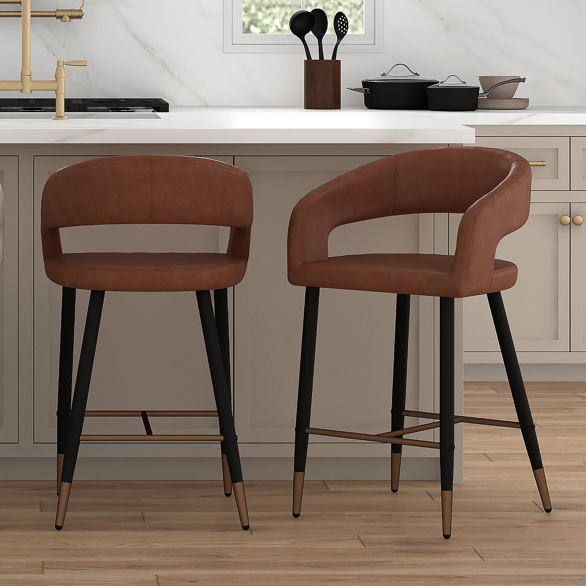 CRIMSON-26'' COUNTER STOOL-SADDLE 2 Pcs
