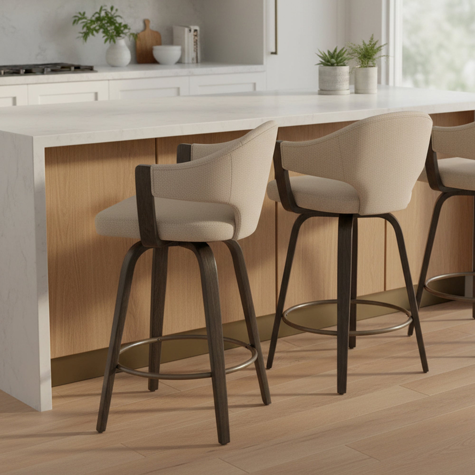FREYA-26'' COUNTER STOOL-TOFFEE - WALNUT 2 Pcs