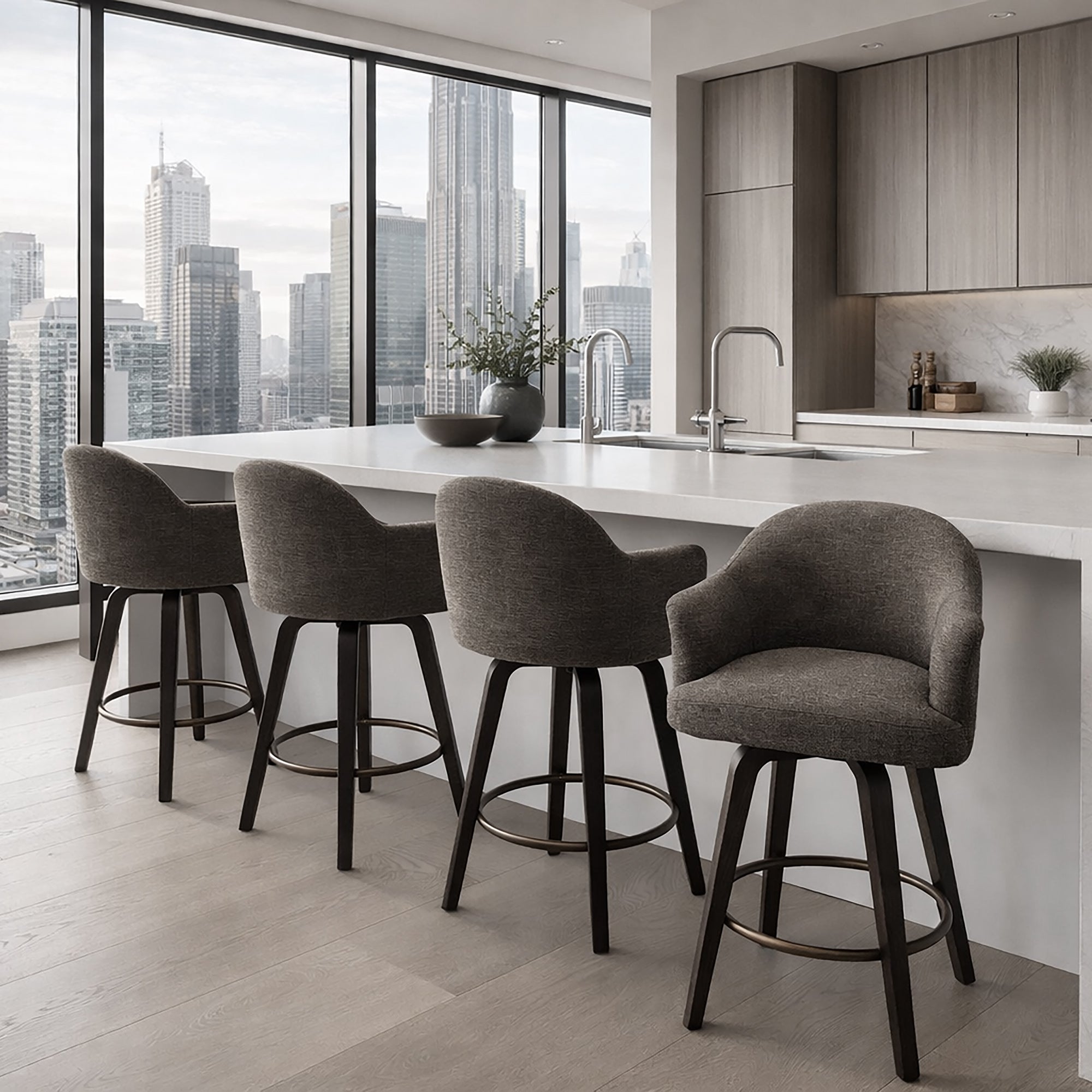 TORRA-26" COUNTER STOOL-WARM CHARCOAL 2 Pcs