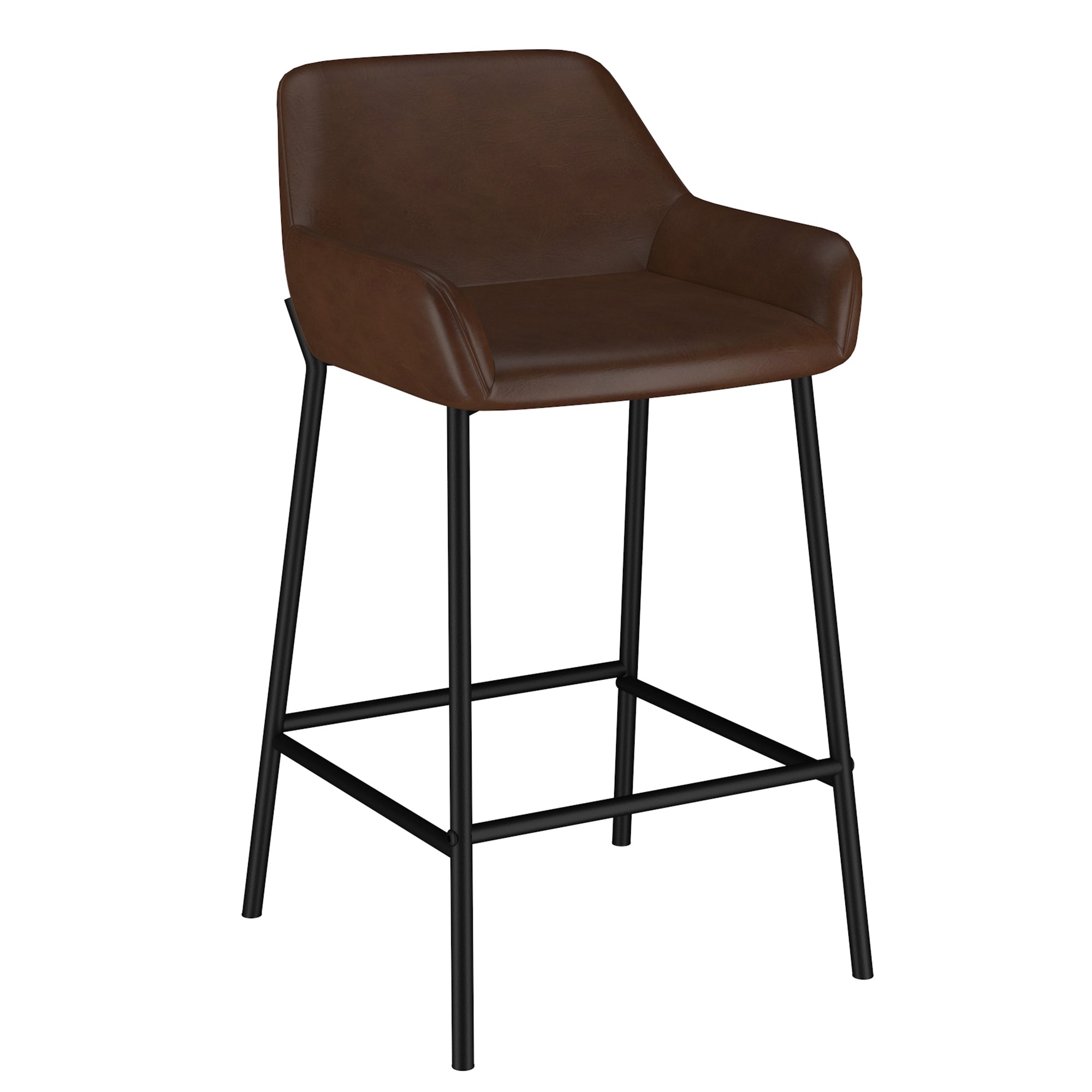 BAILY-26'' COUNTER STOOL-BROWN FAUX LEATHER  2 Pcs