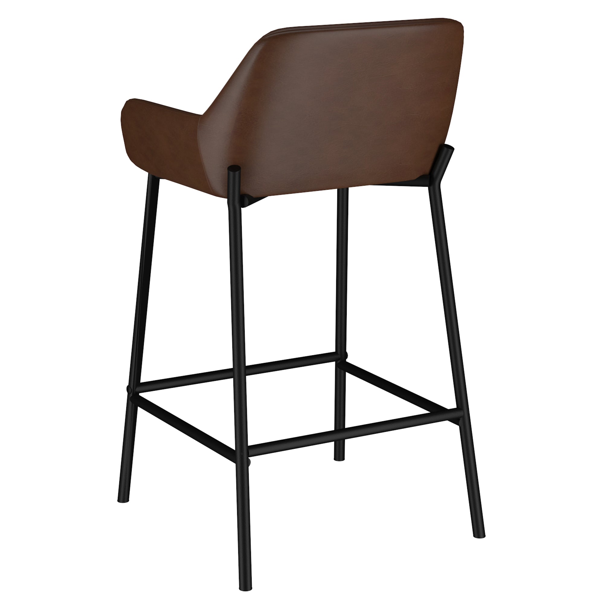 BAILY-26'' COUNTER STOOL-BROWN FAUX LEATHER  2 Pcs