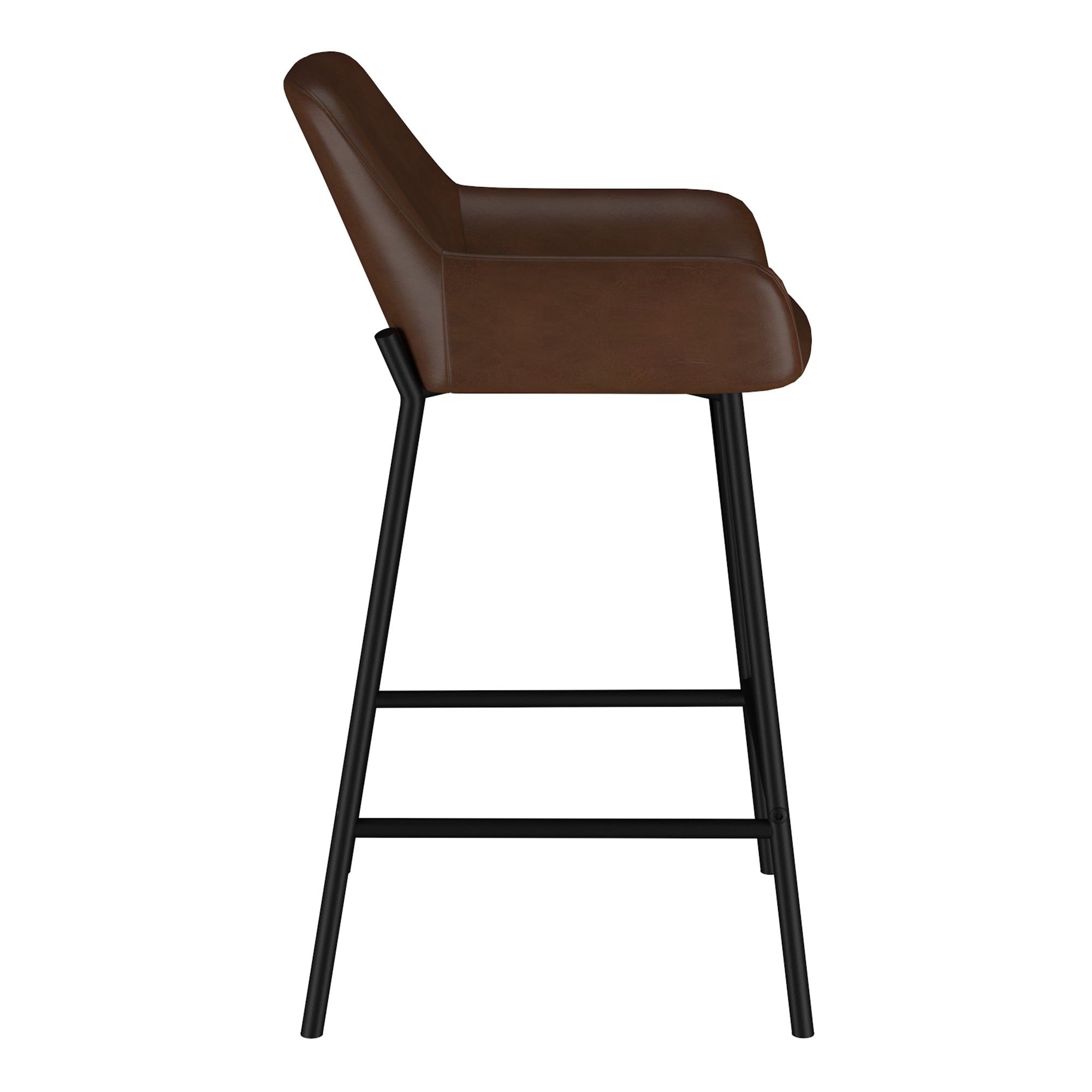 BAILY-26'' COUNTER STOOL-BROWN FAUX LEATHER  2 Pcs