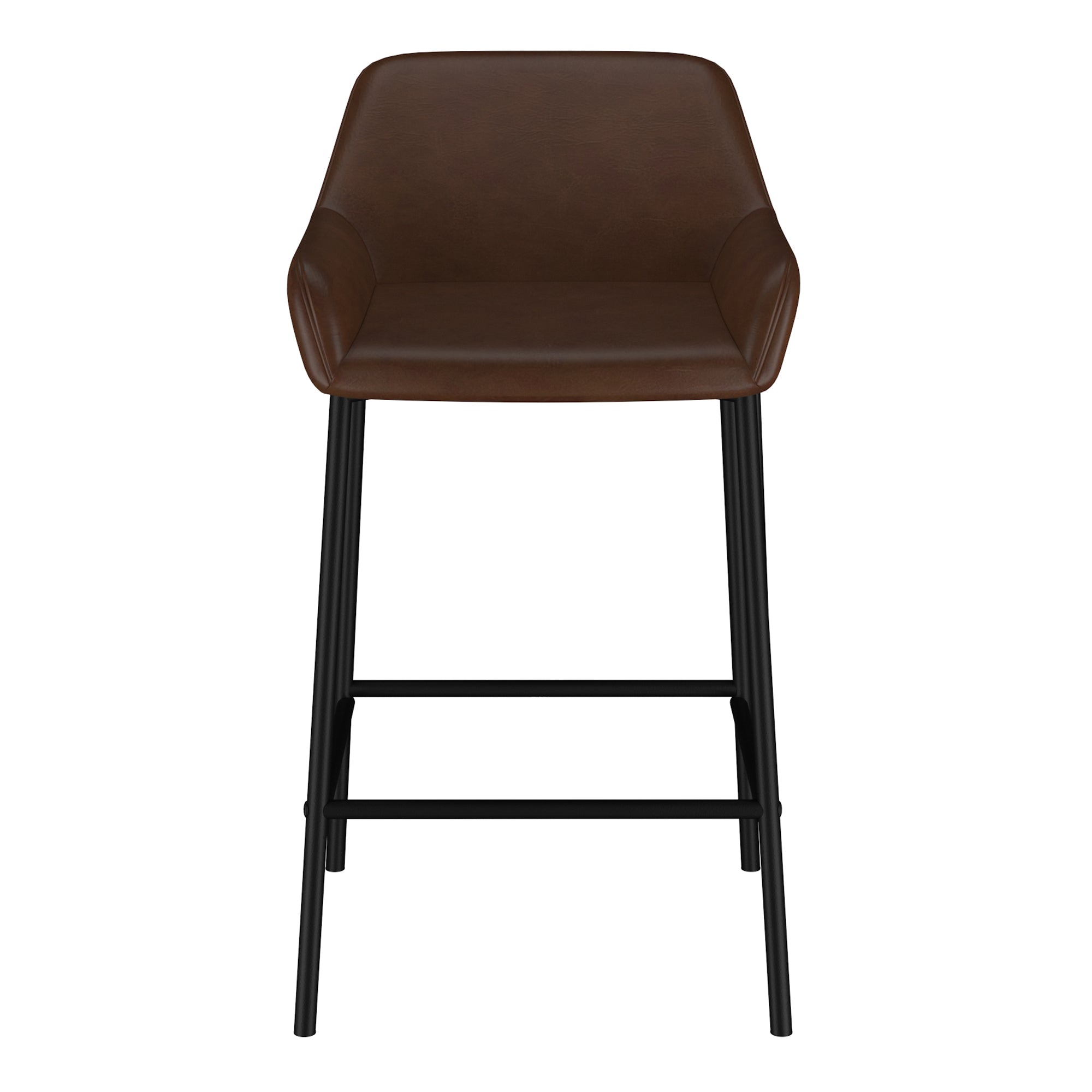 BAILY-26'' COUNTER STOOL-BROWN FAUX LEATHER  2 Pcs