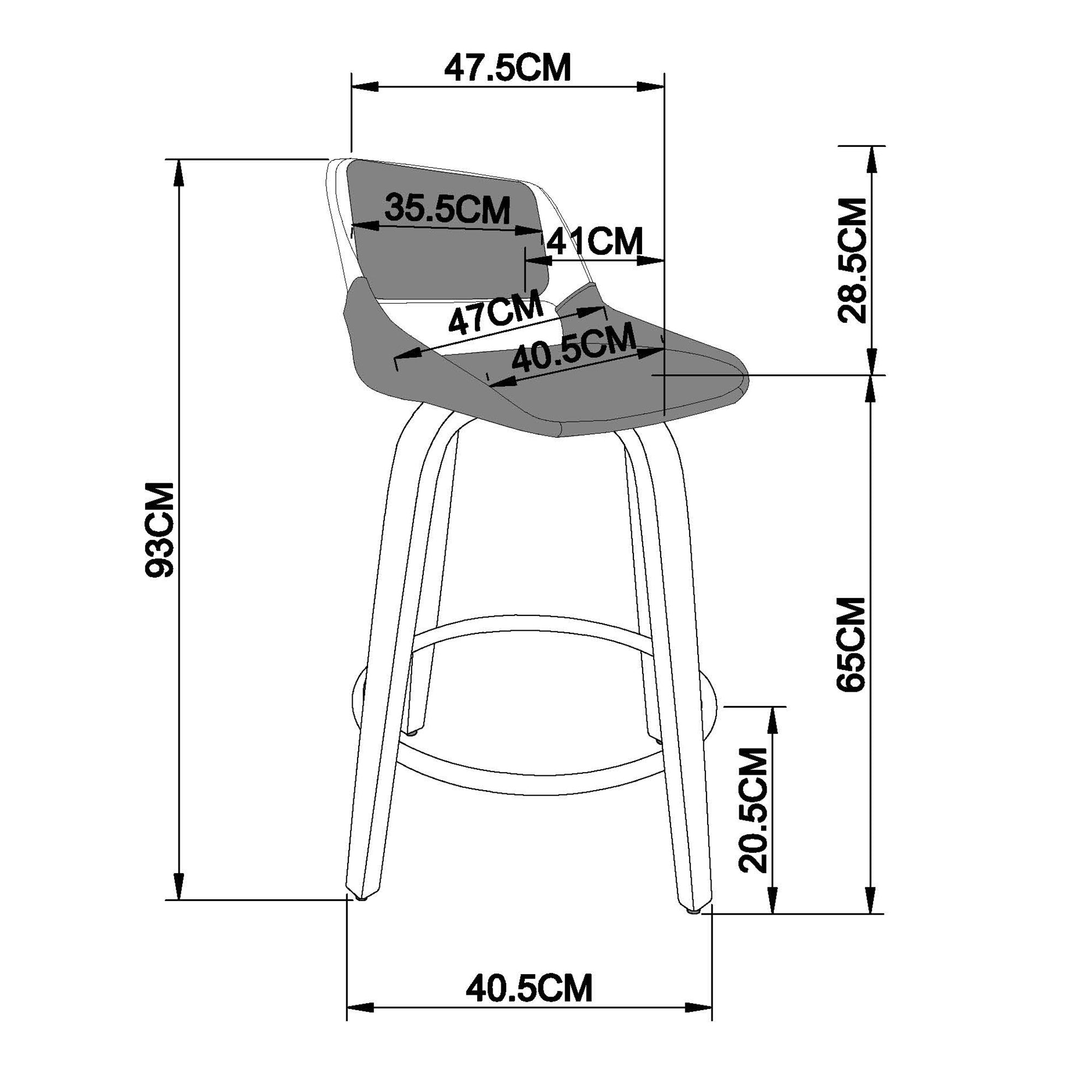 HUDSON-26' COUNTER STOOL PU-BLACK