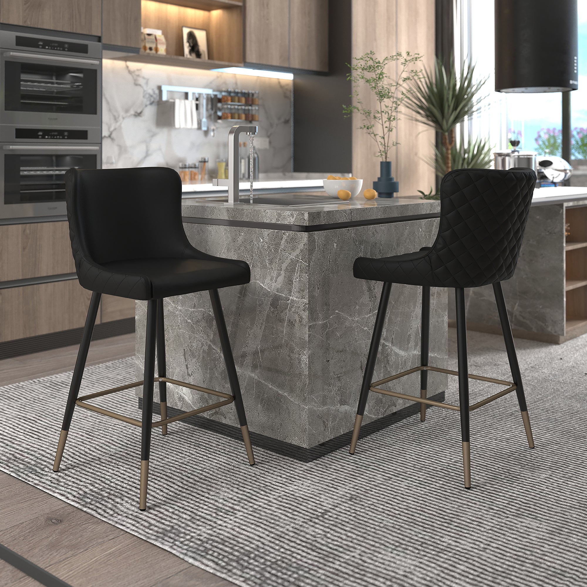 XANDER-26'' COUNTER STOOL-BLACK 2 Pcs