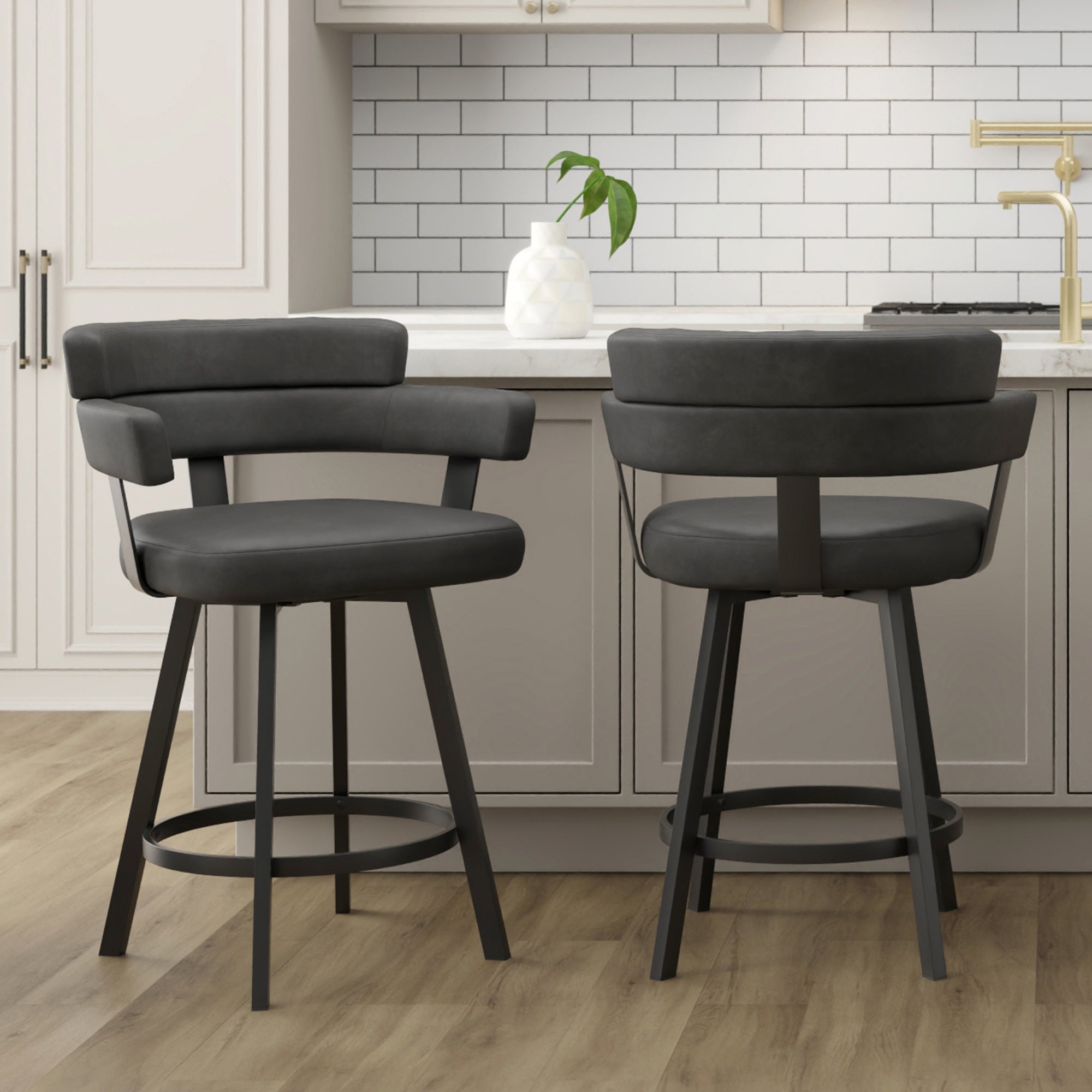 OBERON-26" COUNTER STOOL-CHARCOAL 2 Pcs