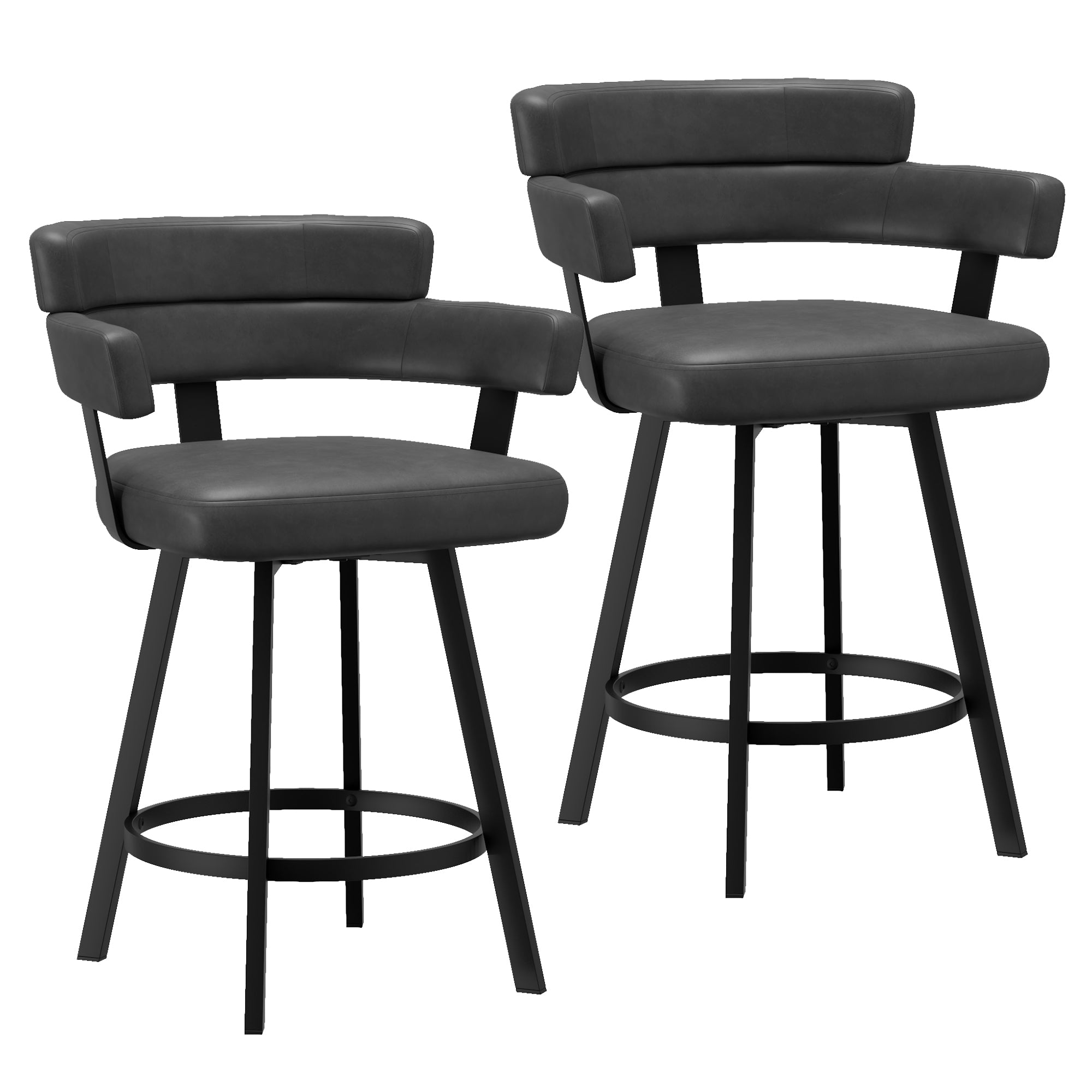 OBERON-26" COUNTER STOOL-CHARCOAL 2 Pcs
