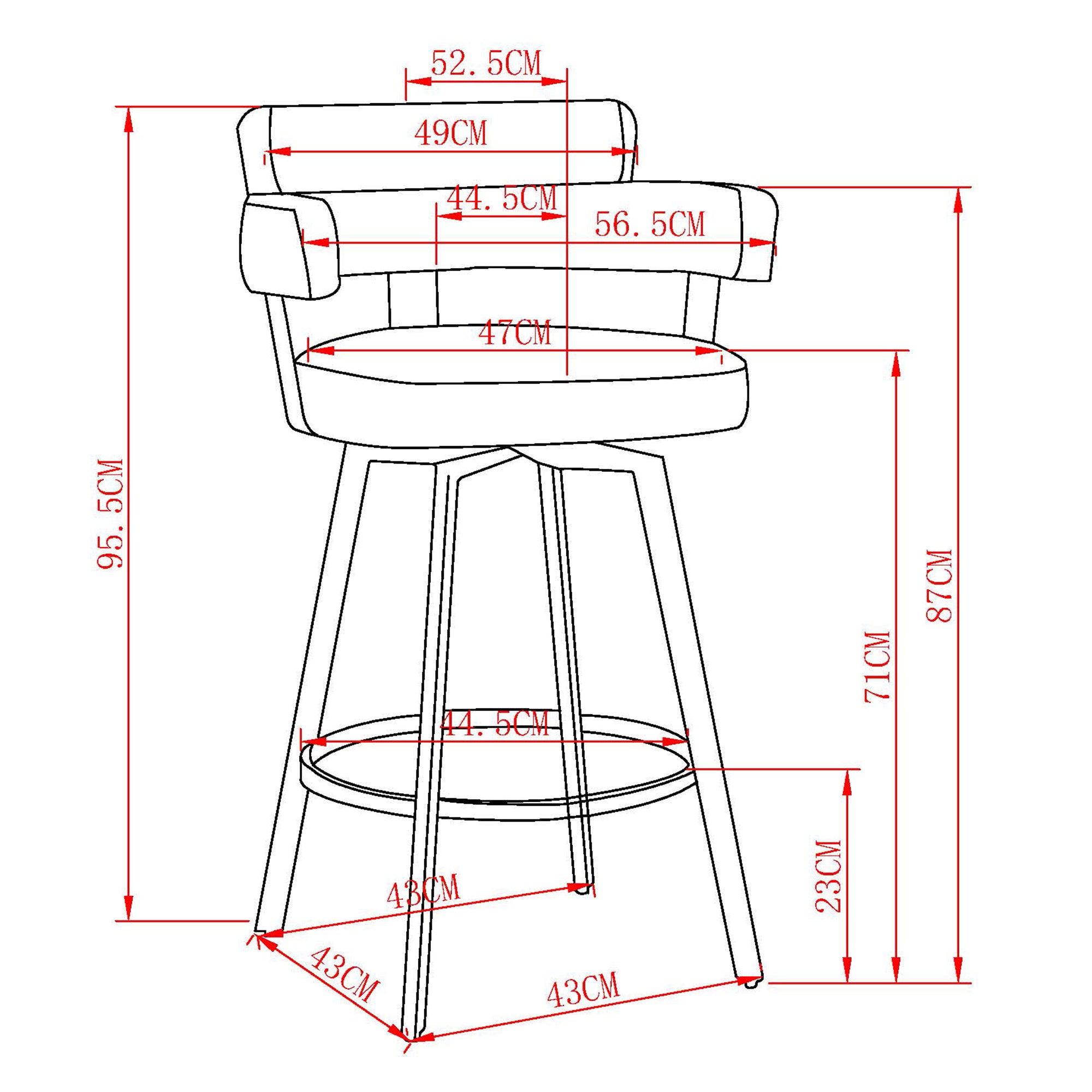 OBERON-26" COUNTER STOOL-CHARCOAL 2 Pcs