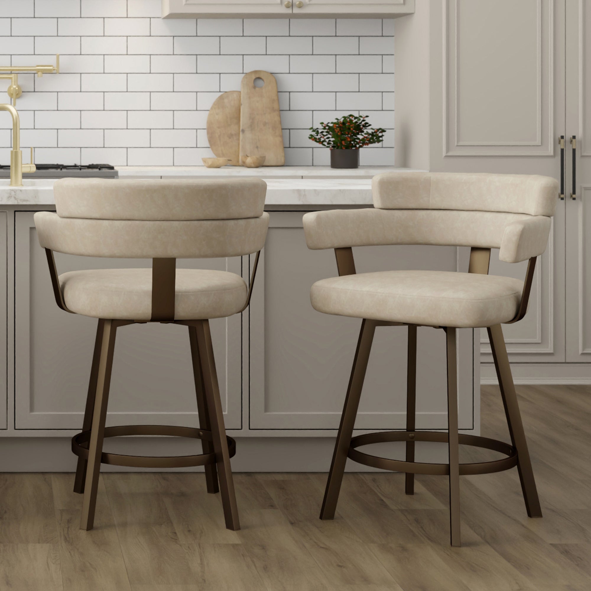 OBERON-26" COUNTER STOOL-IVORY 2 Pcs