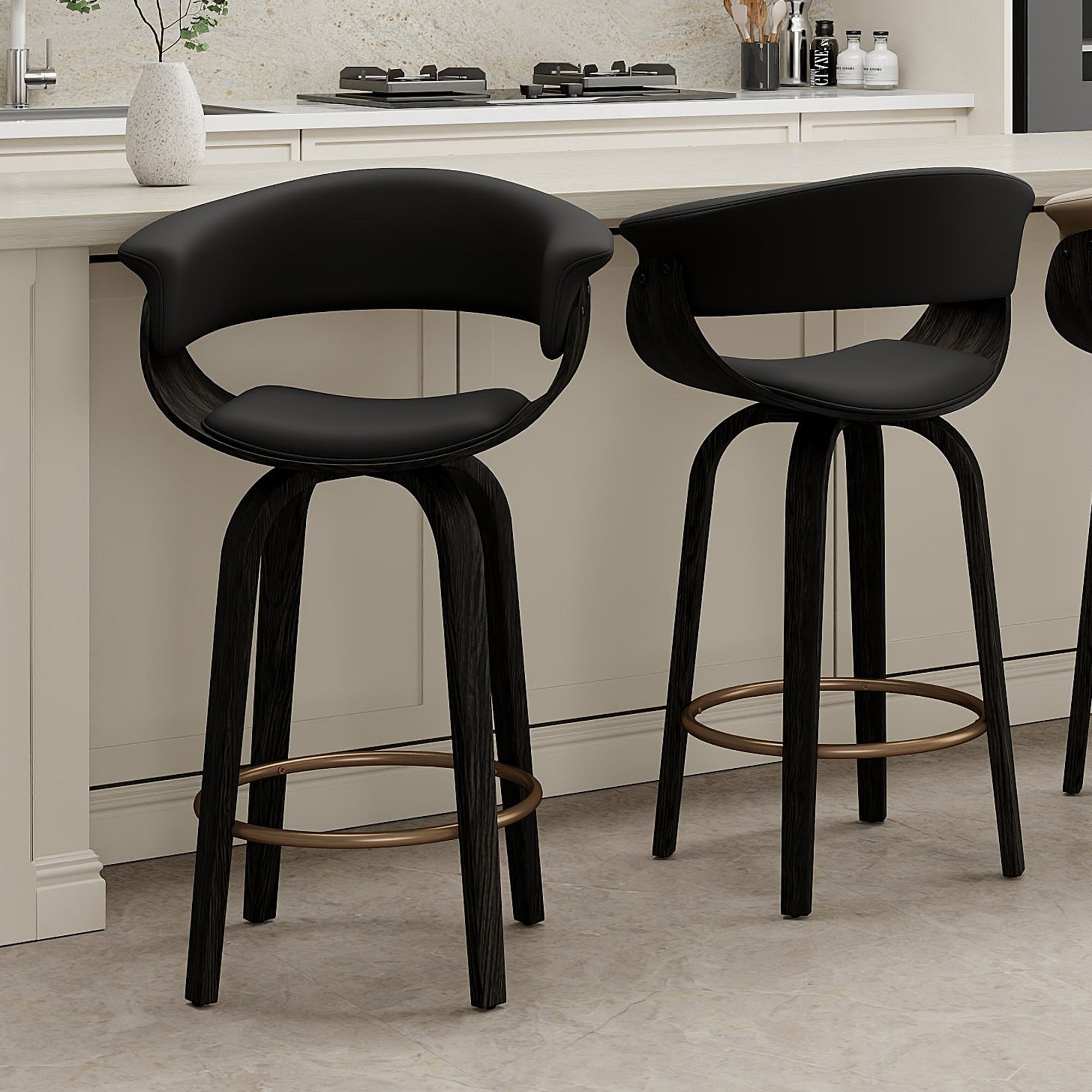 HOLT-26" COUNTER STOOL-BLACK - WALNUT 2 Pcs