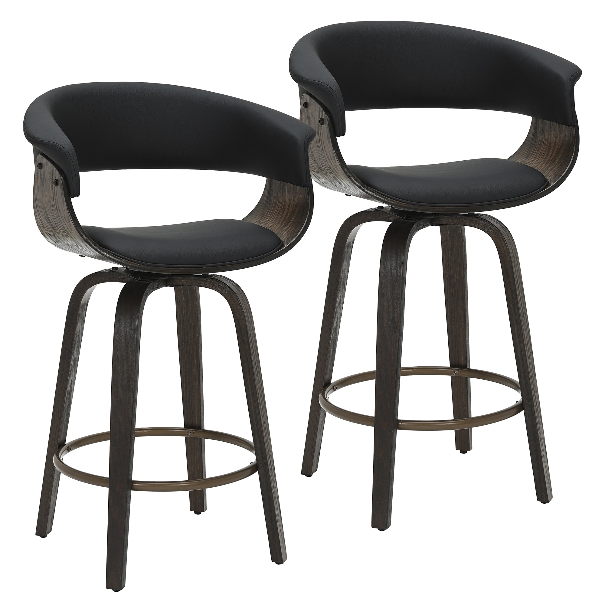 HOLT-26" COUNTER STOOL-BLACK - WALNUT 2 Pcs