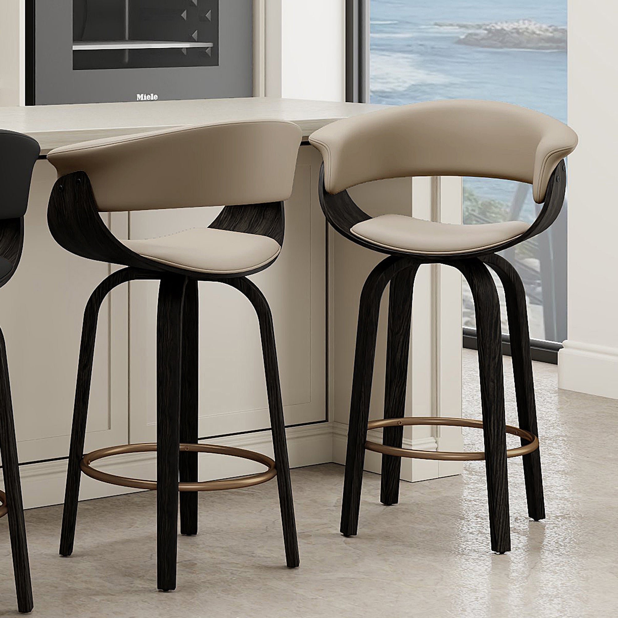 HOLT-26" COUNTER STOOL-MUSHROOM - WALNUT 2 Pcs