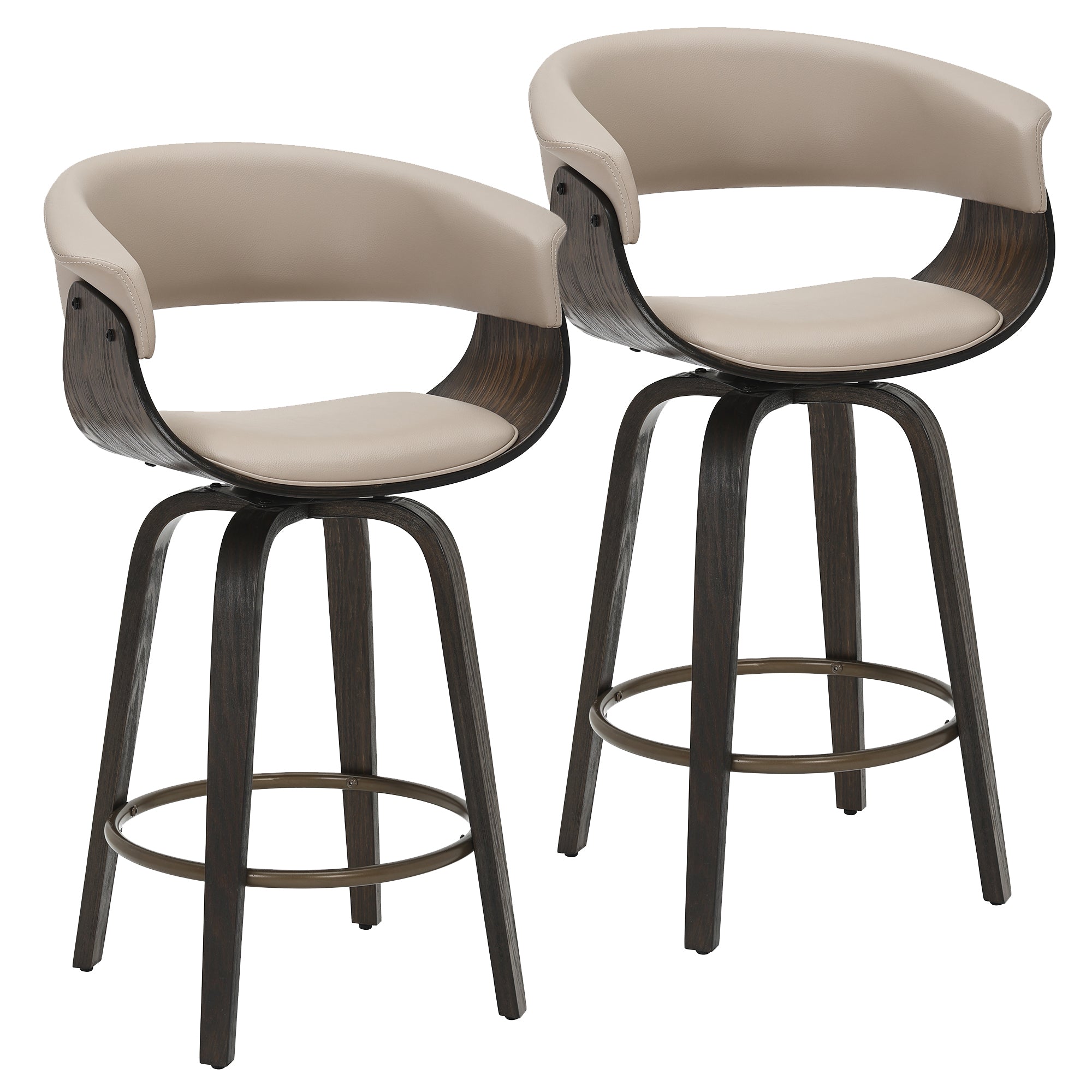 HOLT-26" COUNTER STOOL-MUSHROOM - WALNUT 2 Pcs