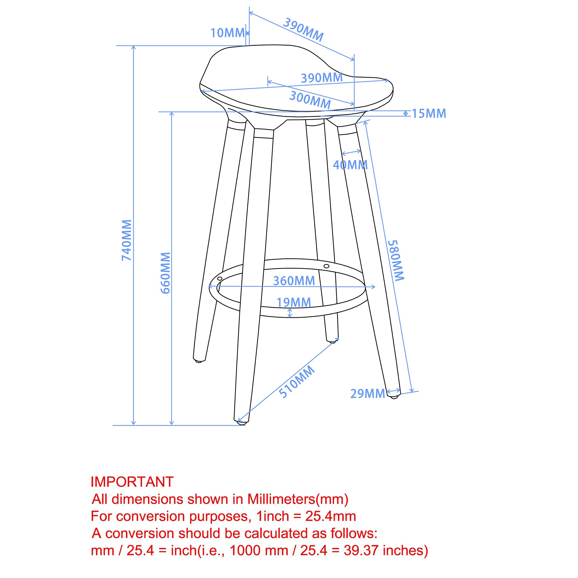 TREX-26" COUNTER STOOL-WHITE 2 Pcs