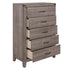 MZ-FREMONT Chest, 5 Drawer, Grey Finish, Black Handles