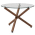 Rocca and Cora 5pc Dining Set, 40" Glass Top, Walnut Base, Table and Beige Chairs