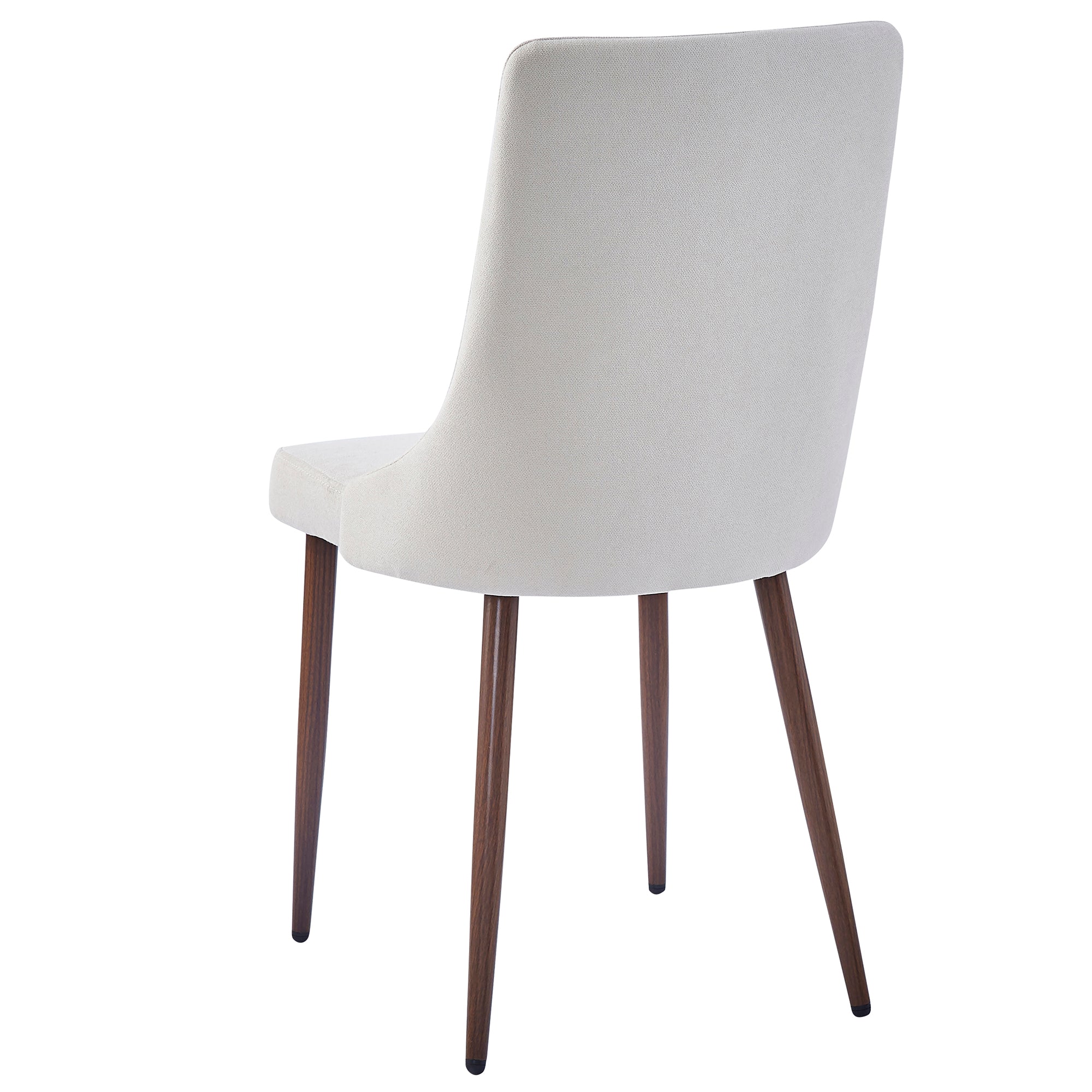 Rocca and Cora 5pc Dining Set, 40" Glass Top, Walnut Base, Table and Beige Chairs