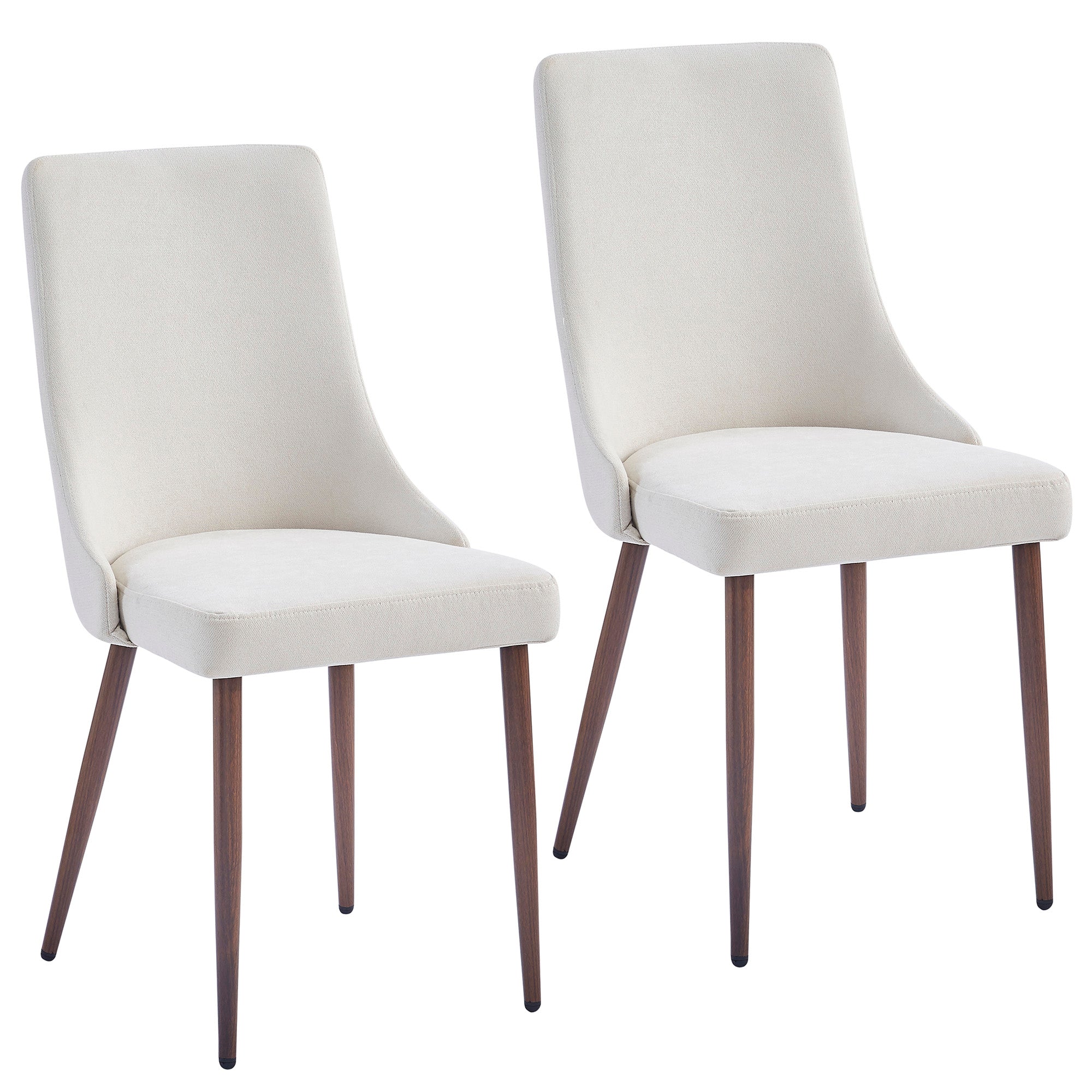 Rocca and Cora 5pc Dining Set, 40" Glass Top, Walnut Base, Table and Beige Chairs