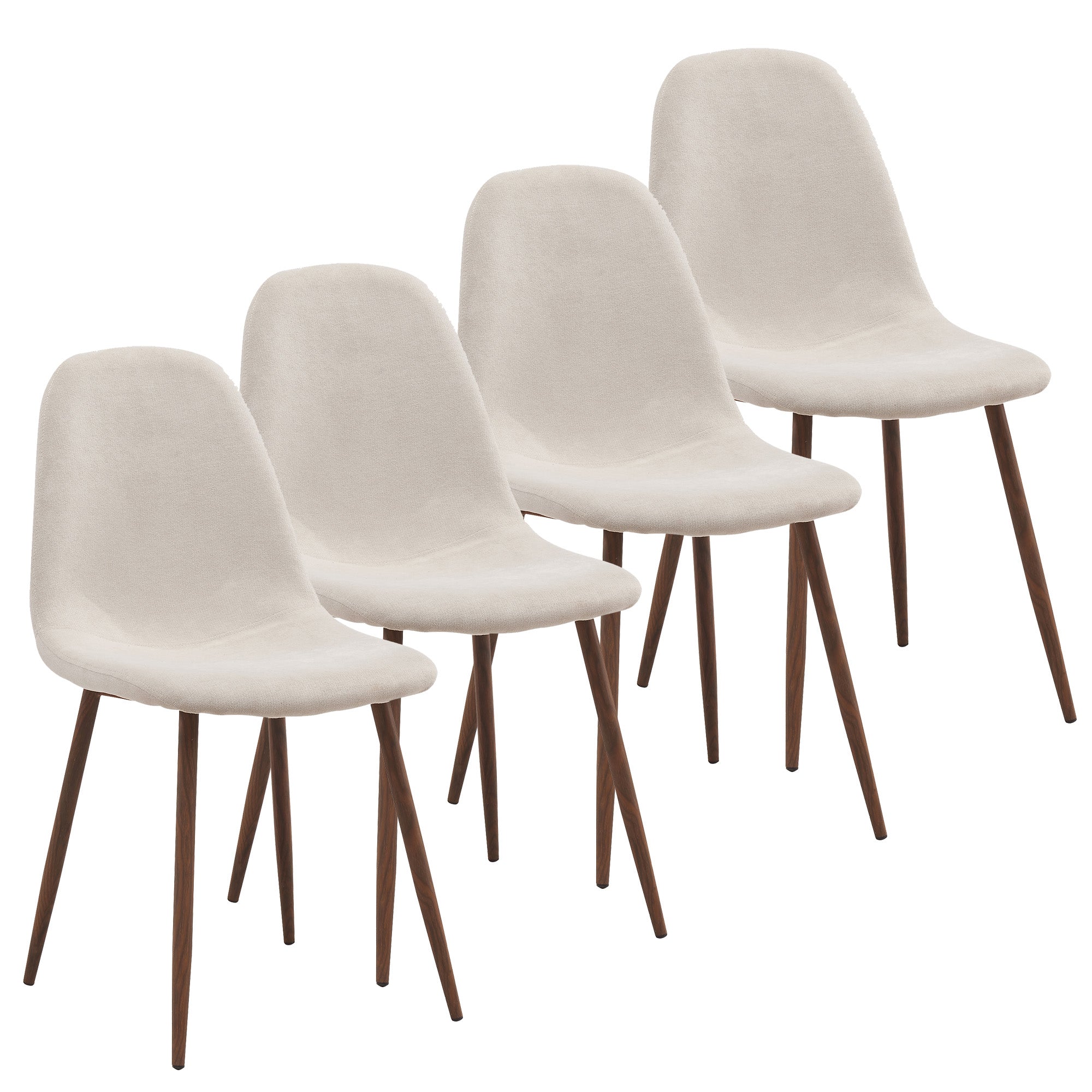 Rocca and Lyna 5pc Dining Set - Walnut Table and Beige Chairs